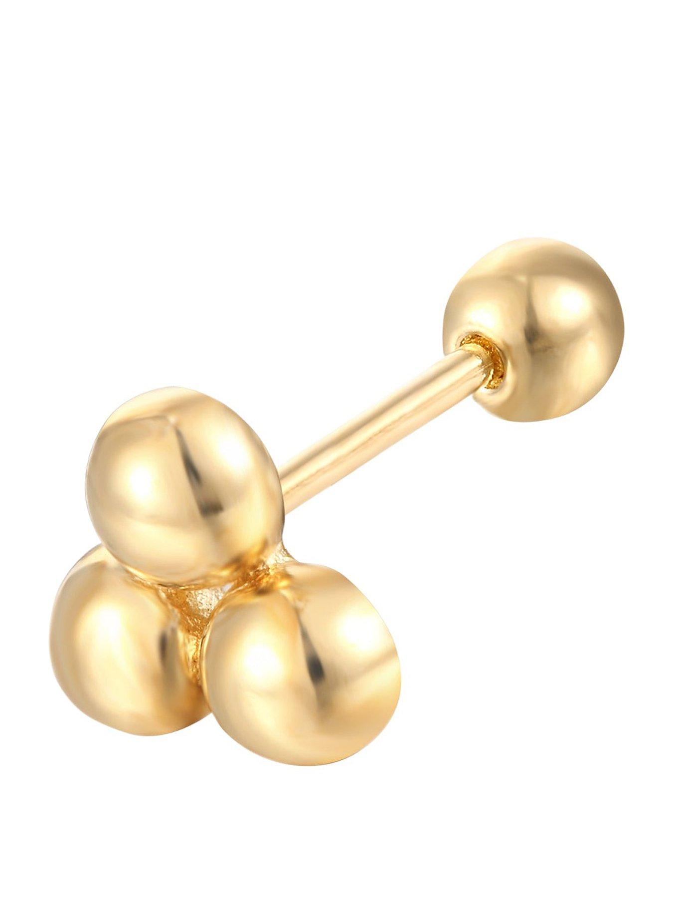 Seol + Gold 18ct Gold Plate Over Sterling Silver Triple Dot Barbell Stud Earring