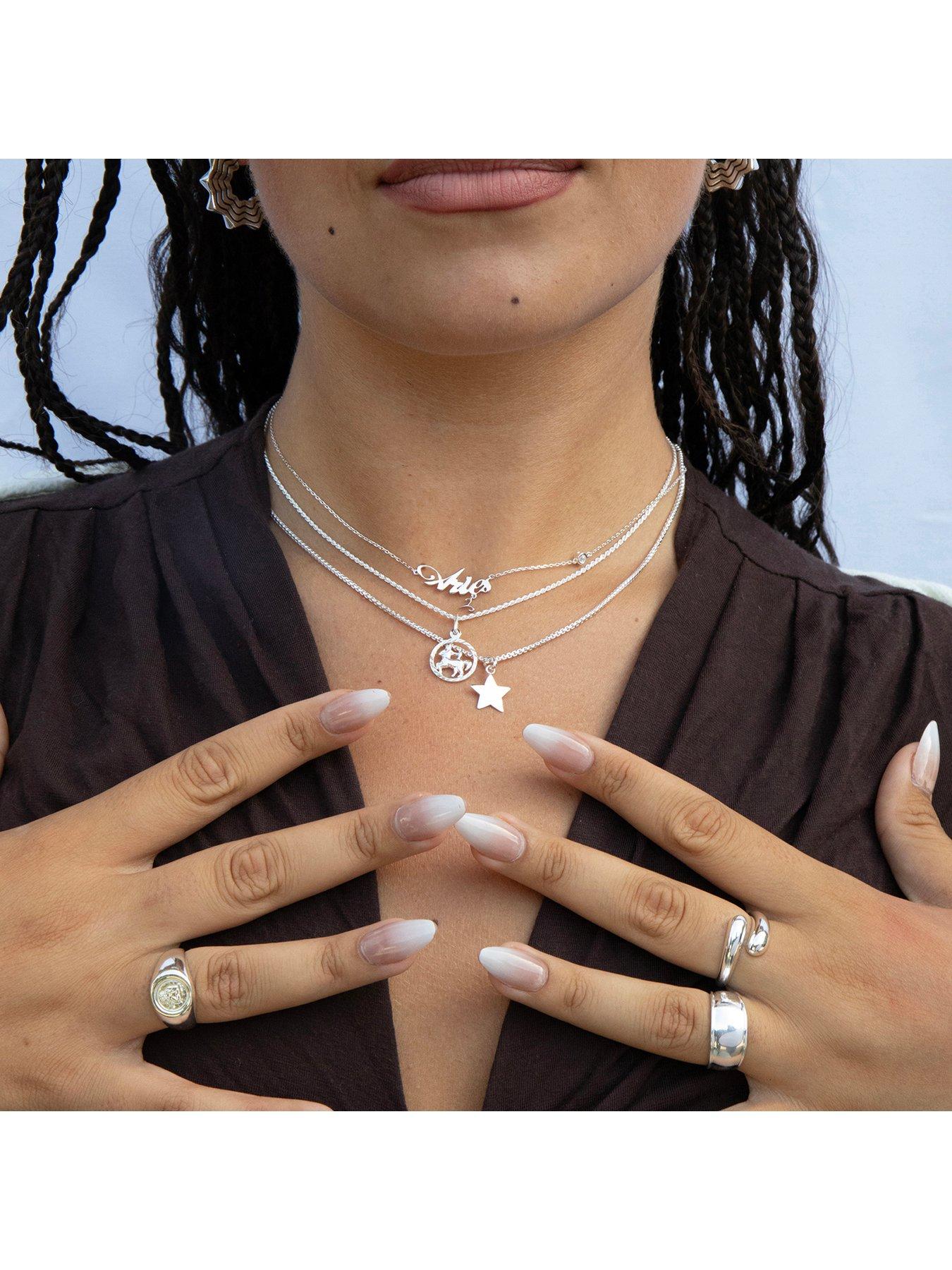 Image 3 of 5 of Seol + Gold Sterling Silver Birthstone Star Sign Necklace