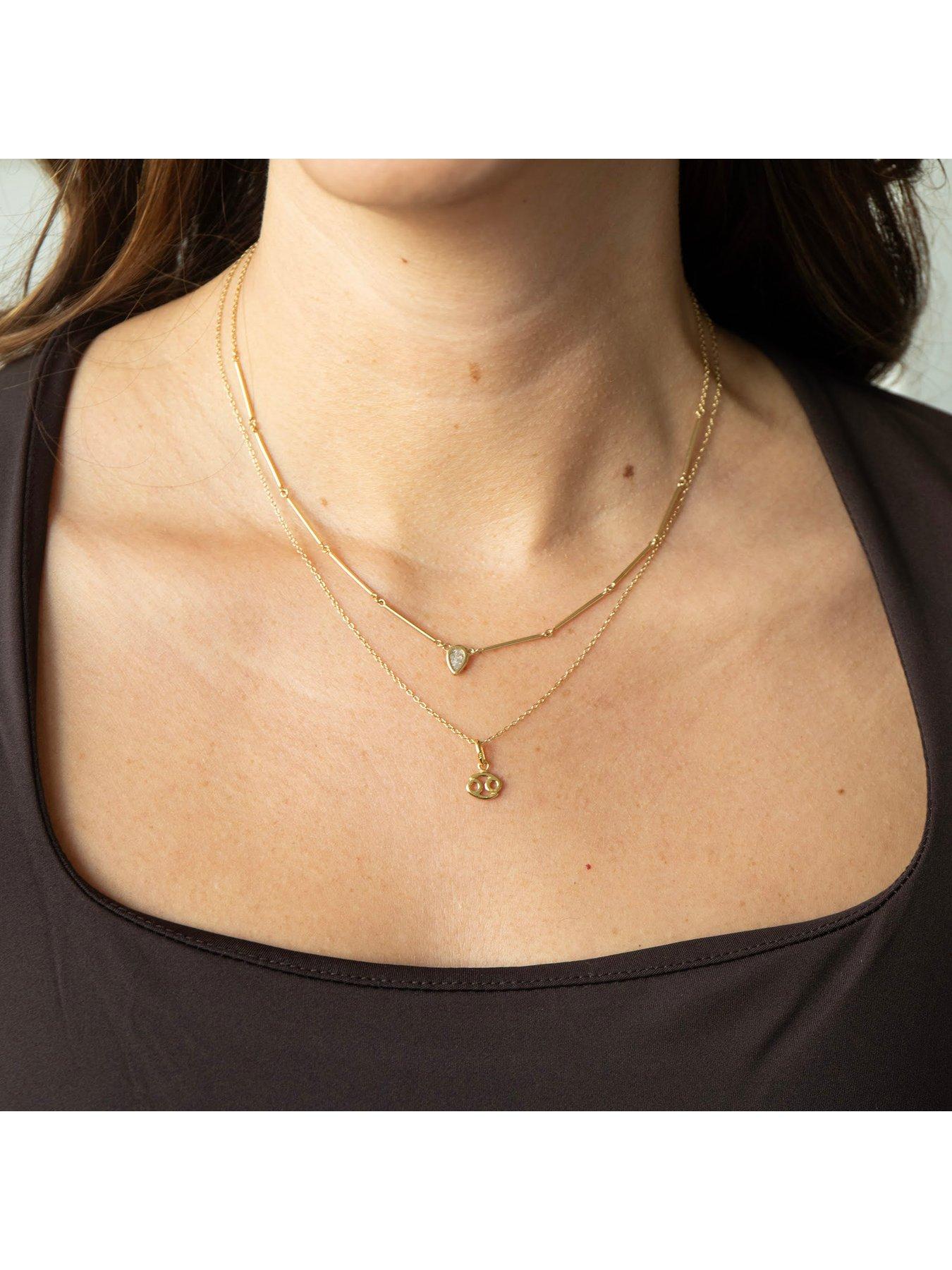 Image 2 of 7 of Seol + Gold 18ct Gold Plate Over Sterling Silver Teardrop CZ Link Necklace