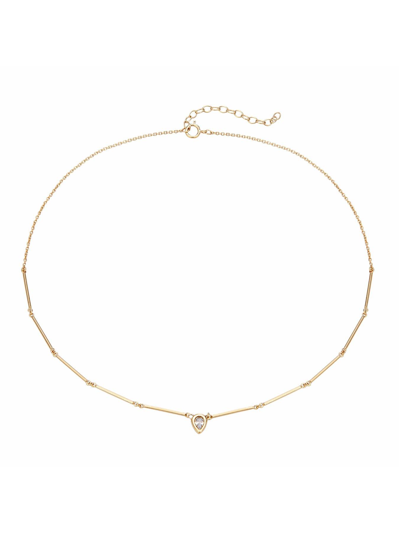 Image 3 of 7 of Seol + Gold 18ct Gold Plate Over Sterling Silver Teardrop CZ Link Necklace
