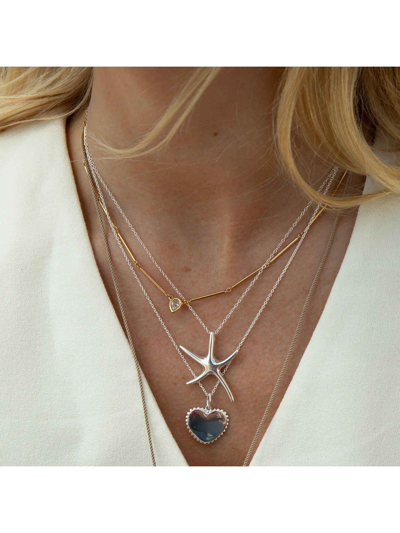 Image 4 of 7 of Seol + Gold 18ct Gold Plate Over Sterling Silver Teardrop CZ Link Necklace