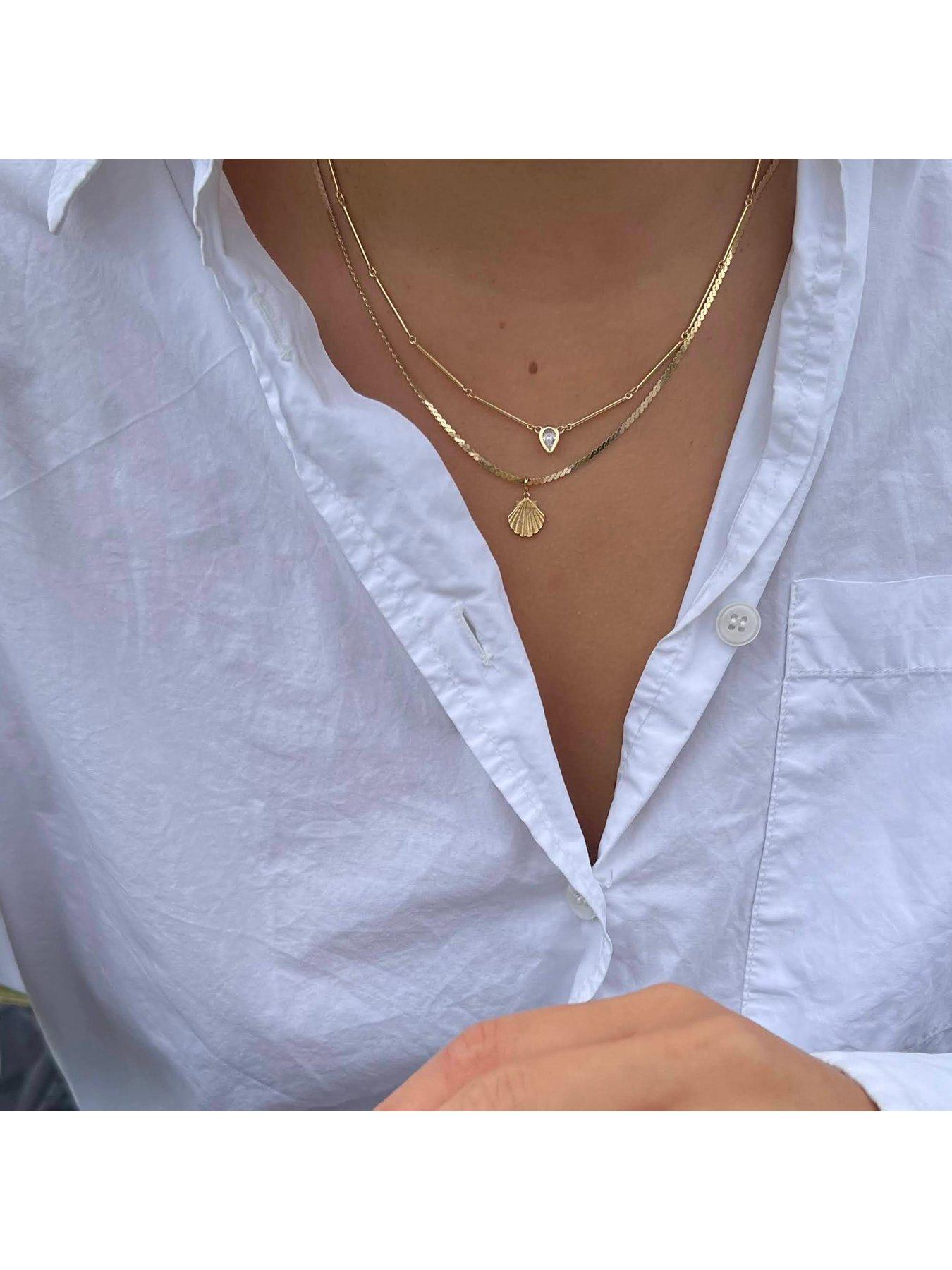 Image 6 of 7 of Seol + Gold 18ct Gold Plate Over Sterling Silver Teardrop CZ Link Necklace