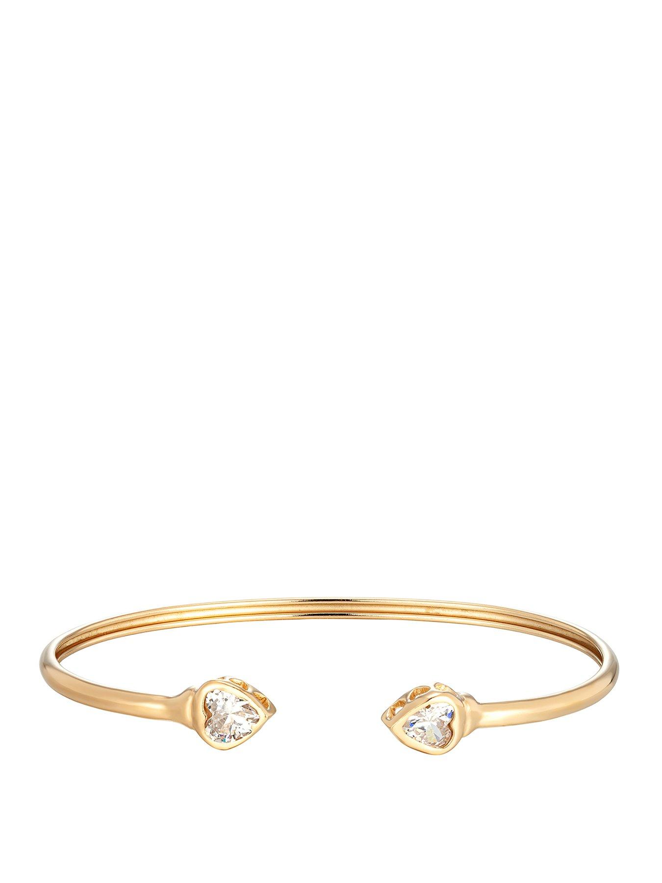 Seol + Gold 18ct Gold Plate Over Sterling Silver Heart CZ Torque Bangle