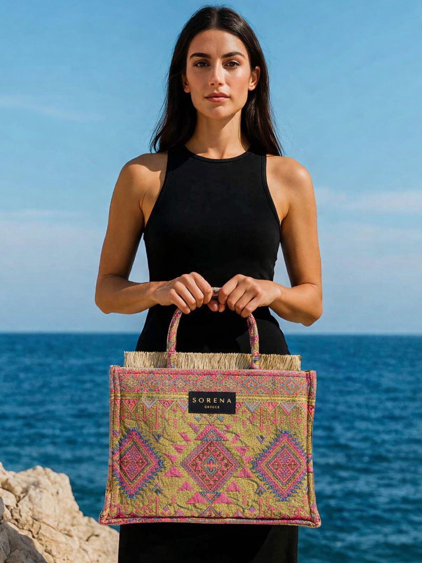 Image 1 of 5 of Sorena Nisiotissa Medium Tote Bag - Pink/Gold
