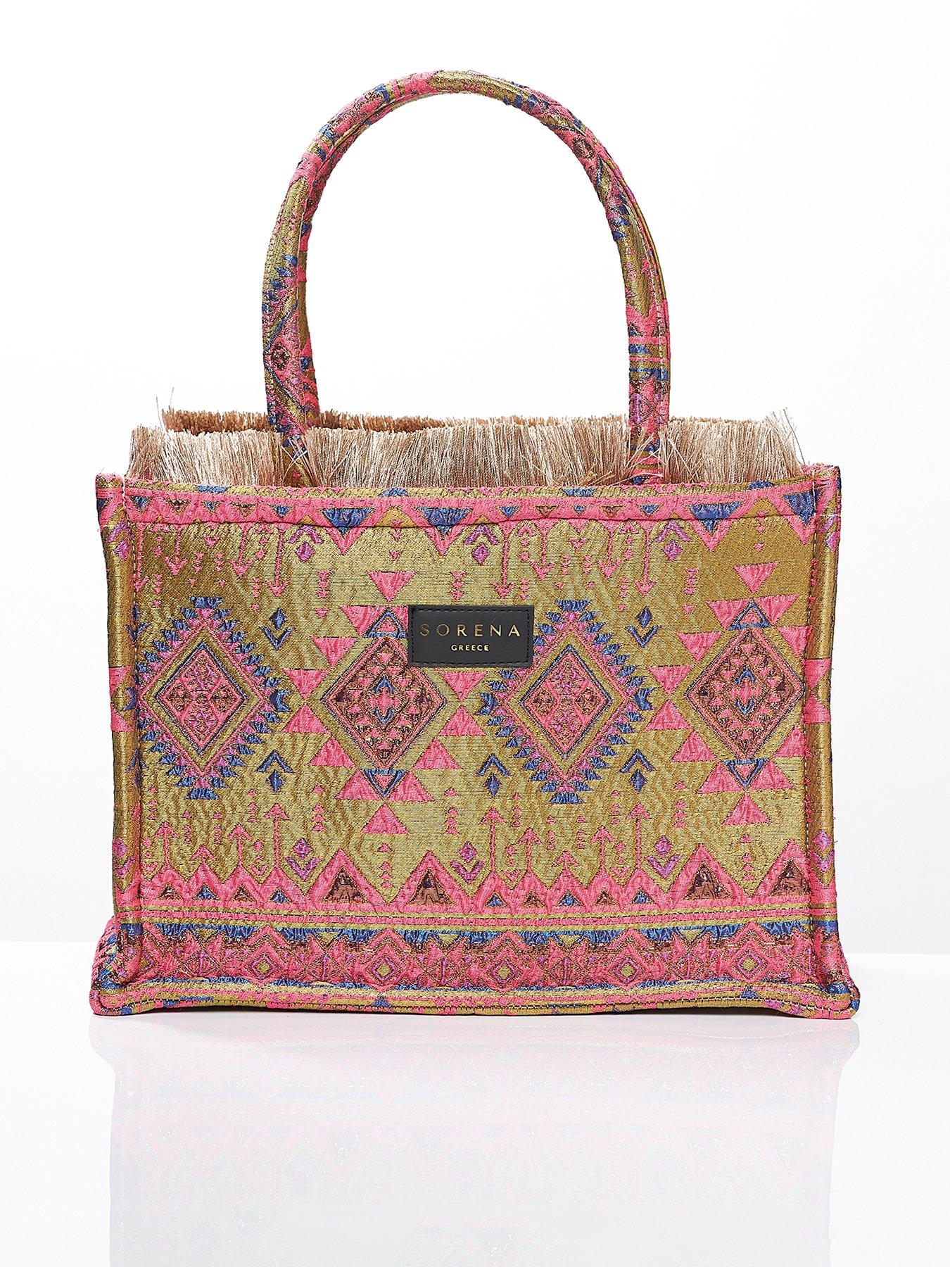 Image 2 of 5 of Sorena Nisiotissa Medium Tote Bag - Pink/Gold