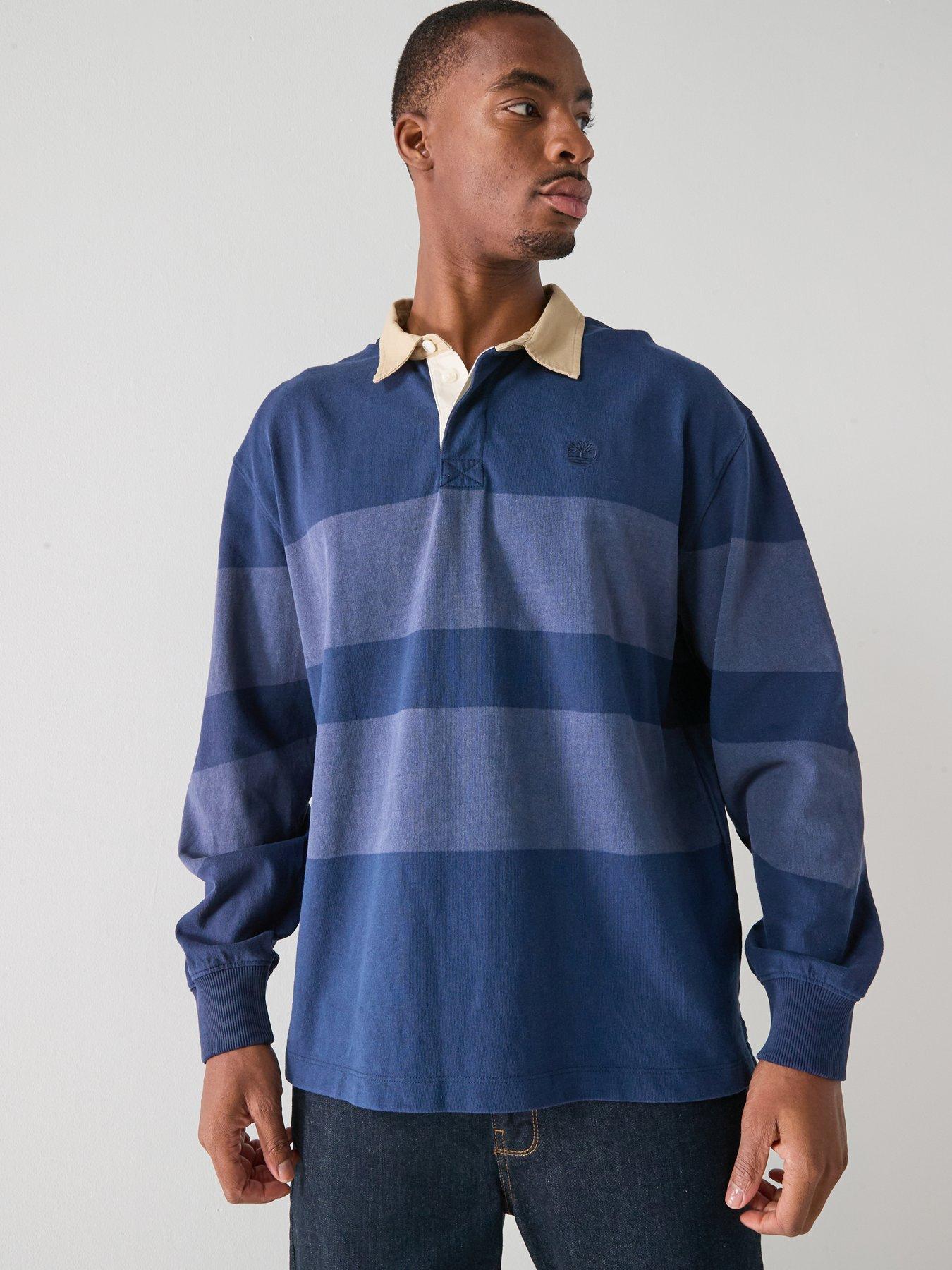 Timberland Timberland Long Sleeve Striped Rugby Polo Shirt - Navy