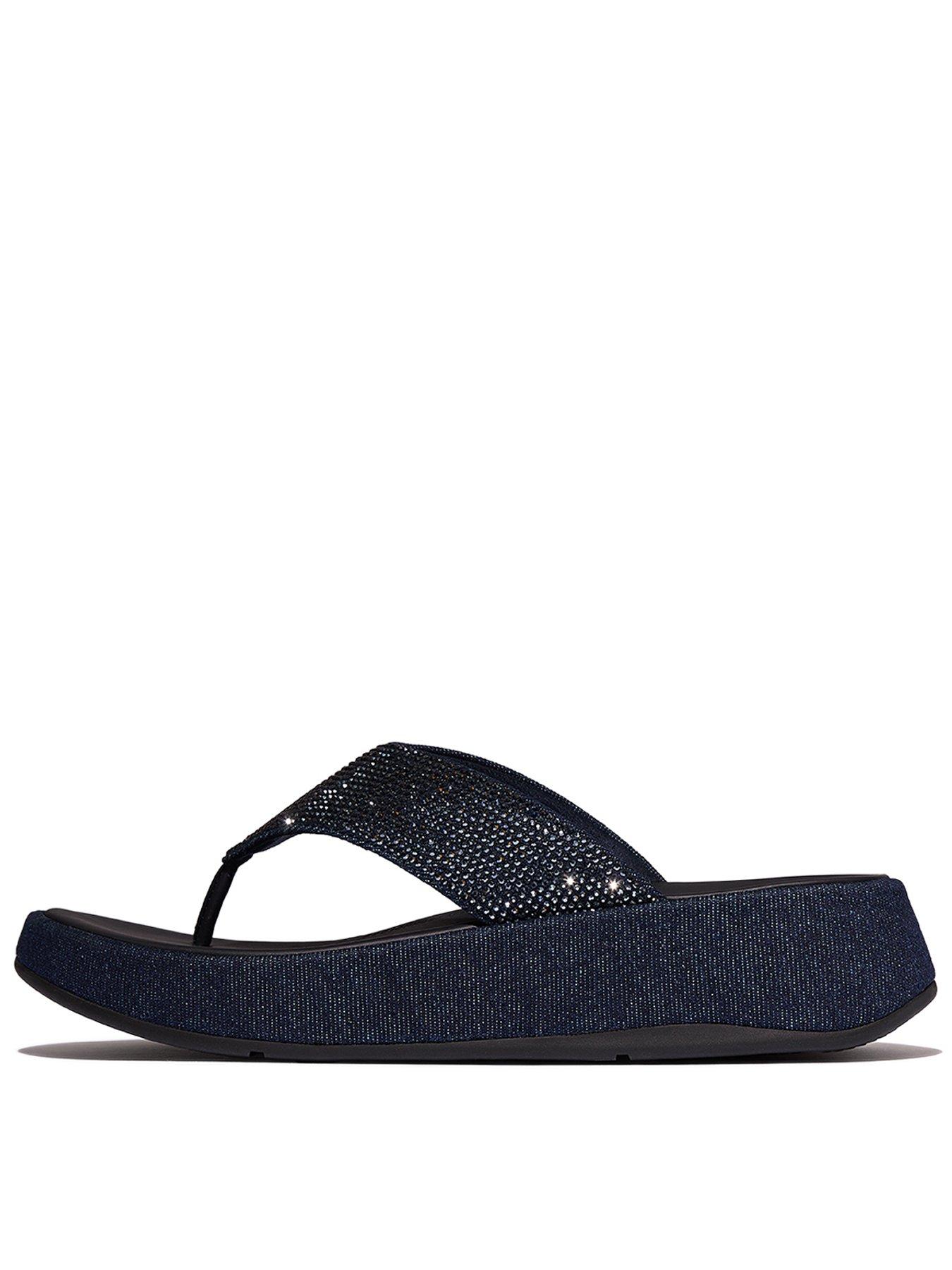 Image 1 of 5 of FitFlop F-mode Toe Post Sandal- Dark Denim