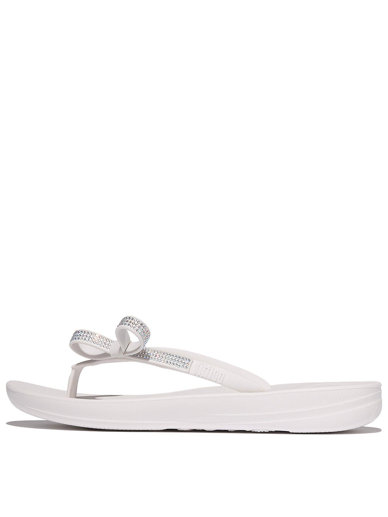 Image 1 of 5 of FitFlop Iqushion Glitz Bow Flip-flops - Urban White