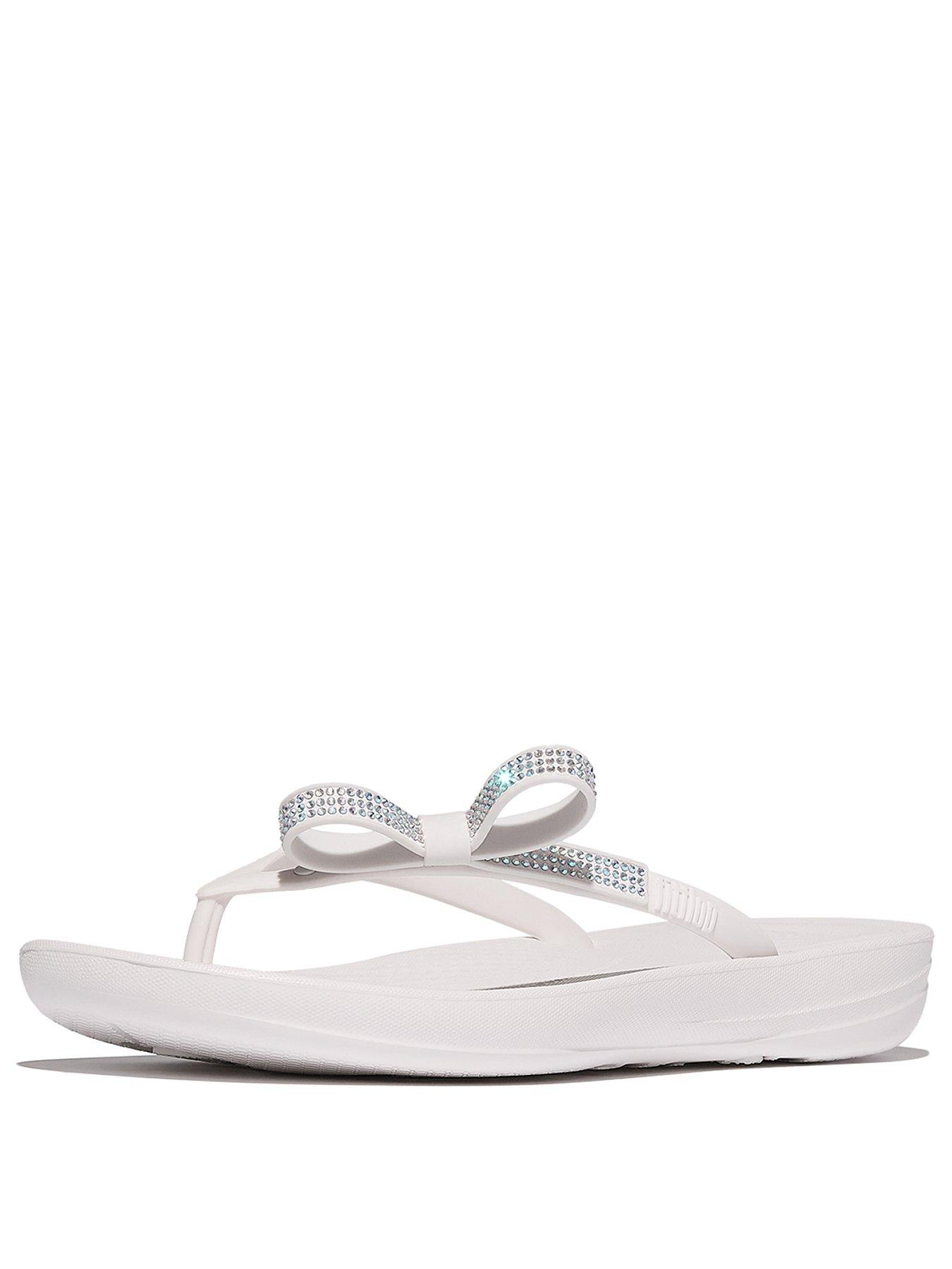 Image 2 of 5 of FitFlop Iqushion Glitz Bow Flip-flops - Urban White