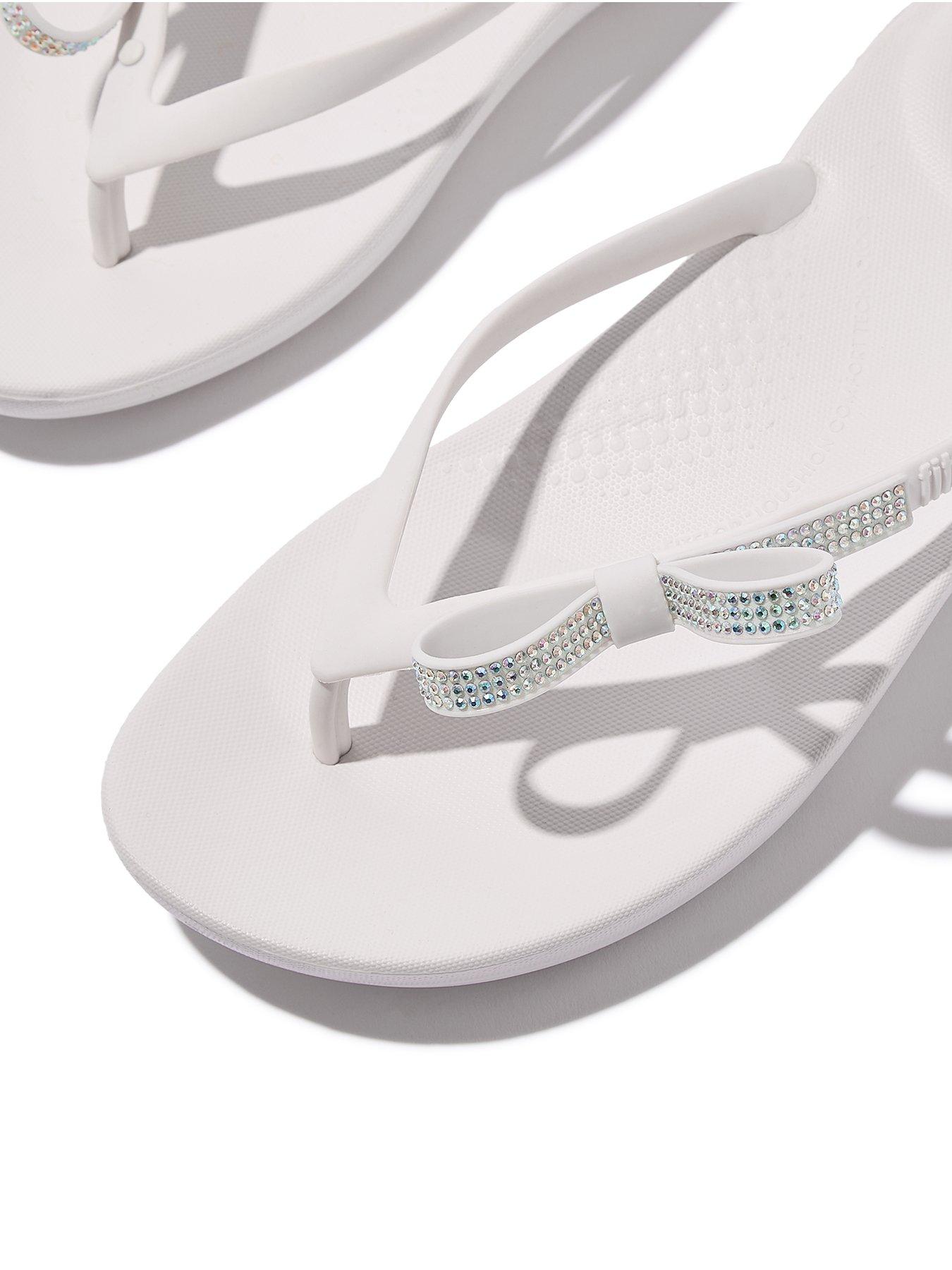 Image 5 of 5 of FitFlop Iqushion Glitz Bow Flip-flops - Urban White