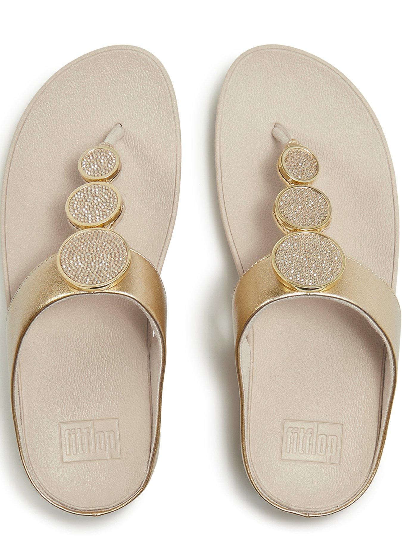 Image 2 of 4 of FitFlop Halo Bead Circle Metallic Toe-post Sandals - Platino