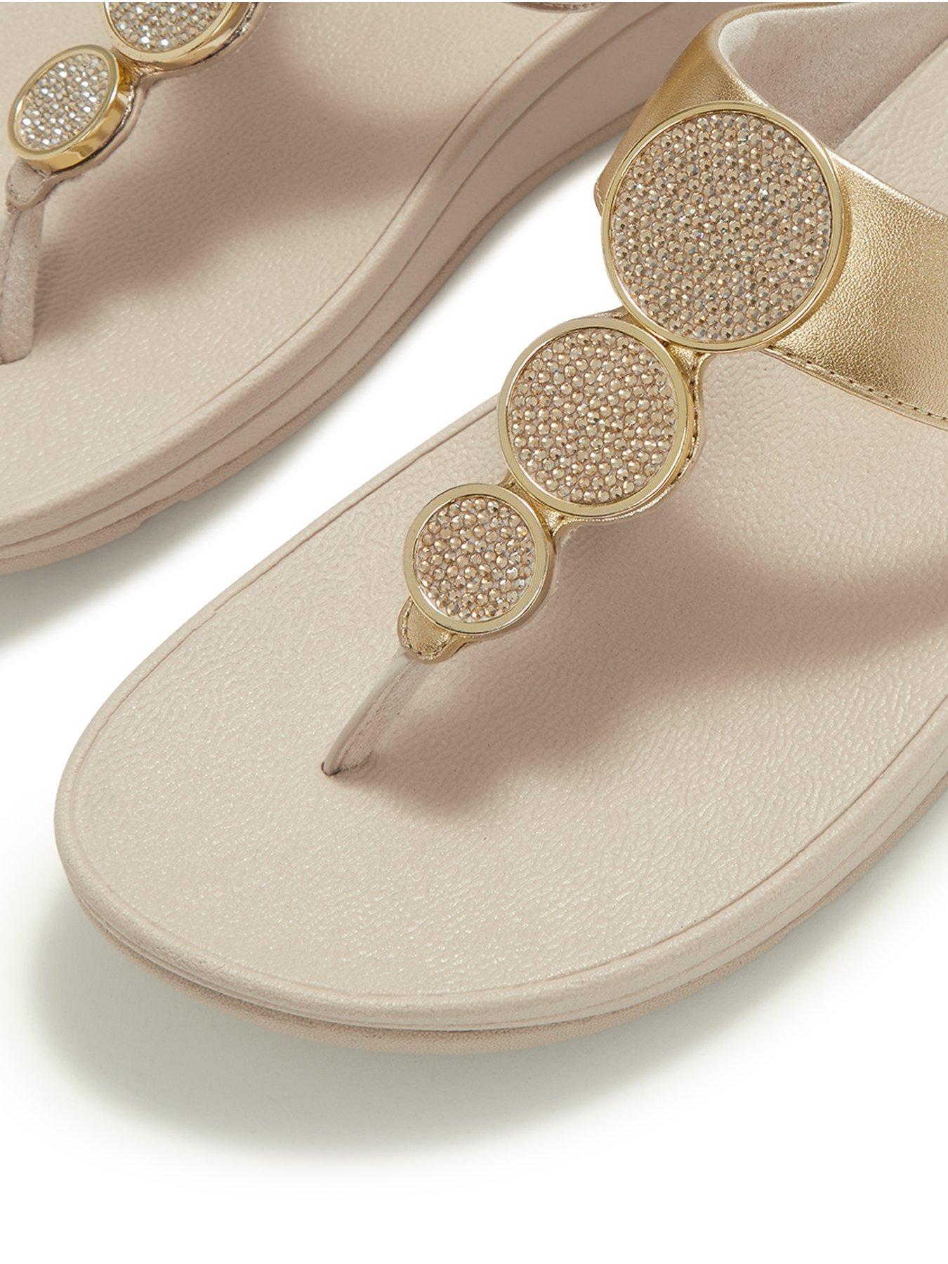 Image 3 of 4 of FitFlop Halo Bead Circle Metallic Toe-post Sandals - Platino