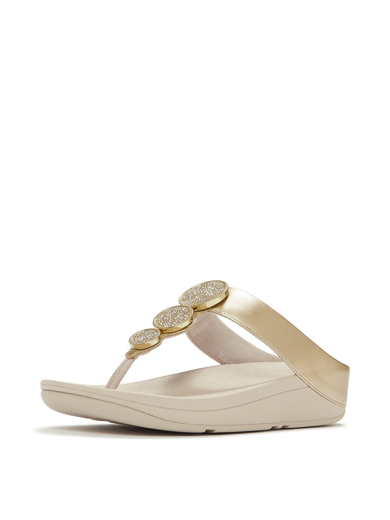 Image 4 of 4 of FitFlop Halo Bead Circle Metallic Toe-post Sandals - Platino
