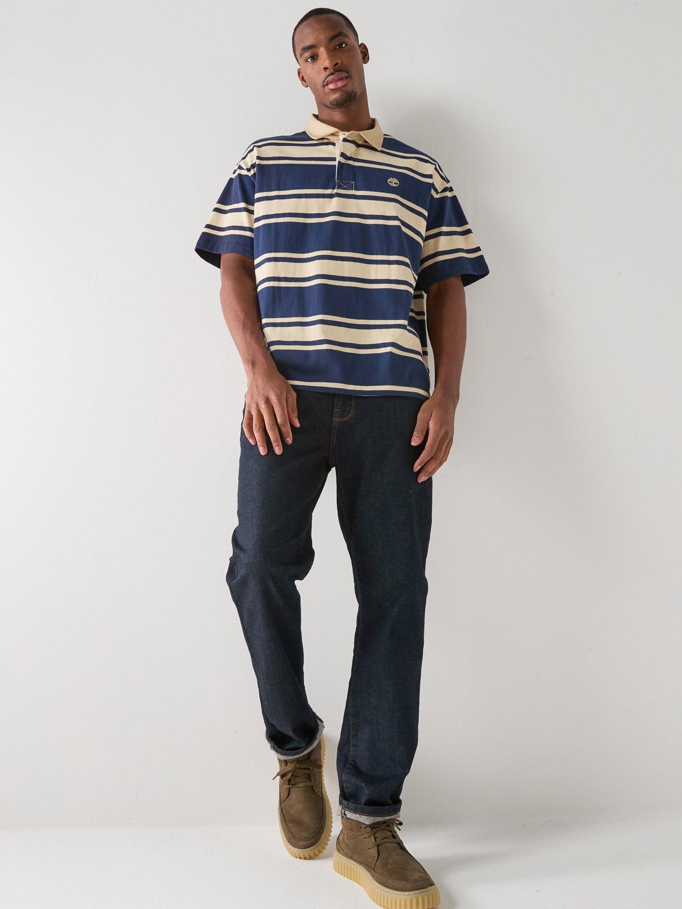 Image 3 of 6 of Timberland Short Sleeve Stripe Rubgy Polo Shirt - Navy