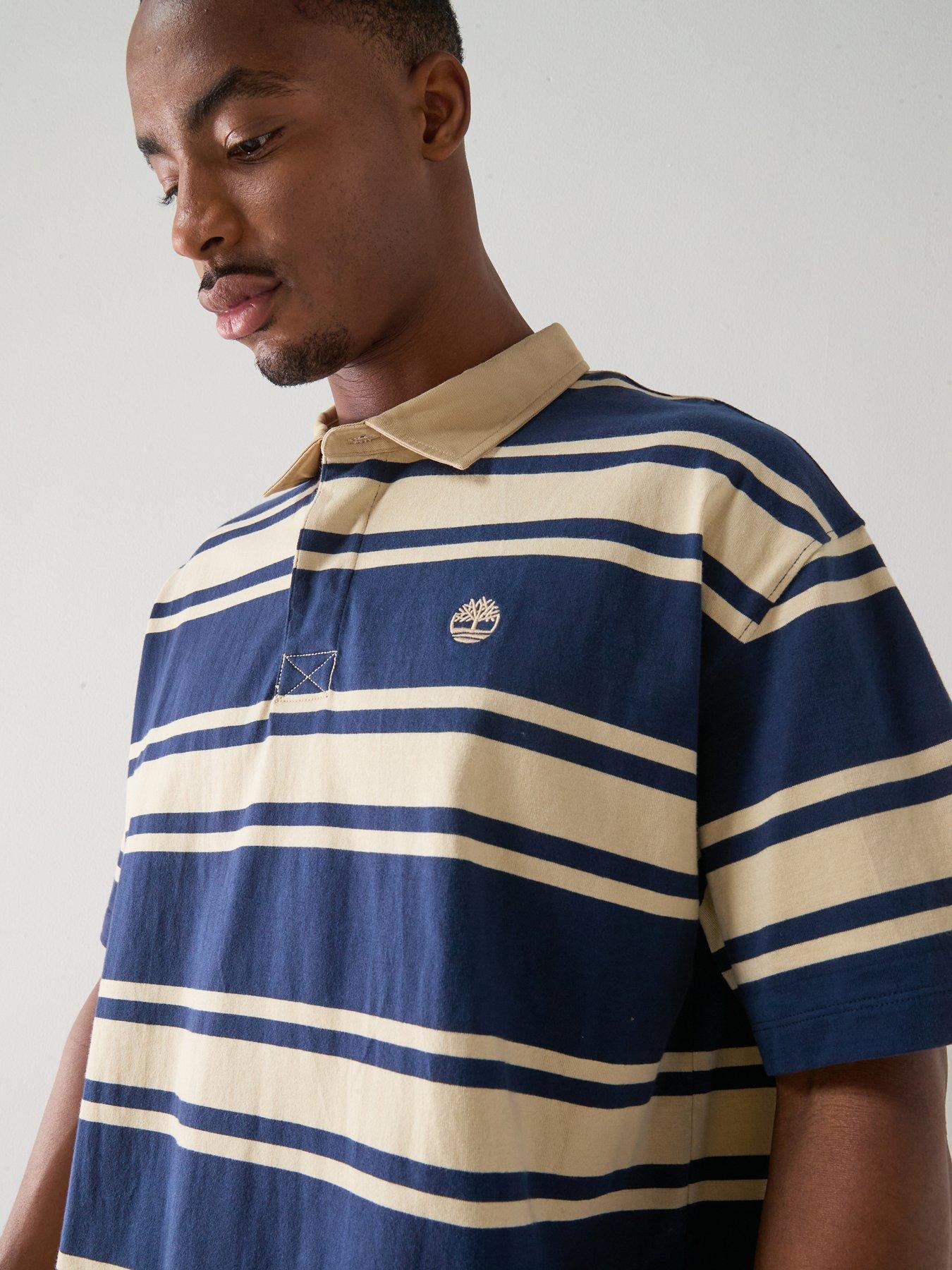 Image 6 of 6 of Timberland Short Sleeve Stripe Rubgy Polo Shirt - Navy