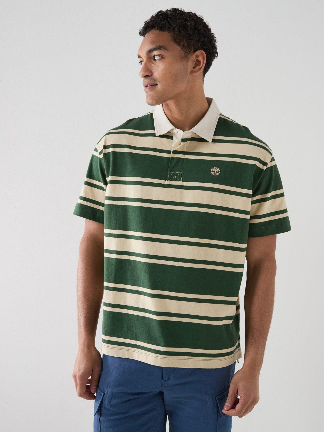 Timberland Timberland Short Sleeve Stripe Rubgy Polo Shirt - Dark Green