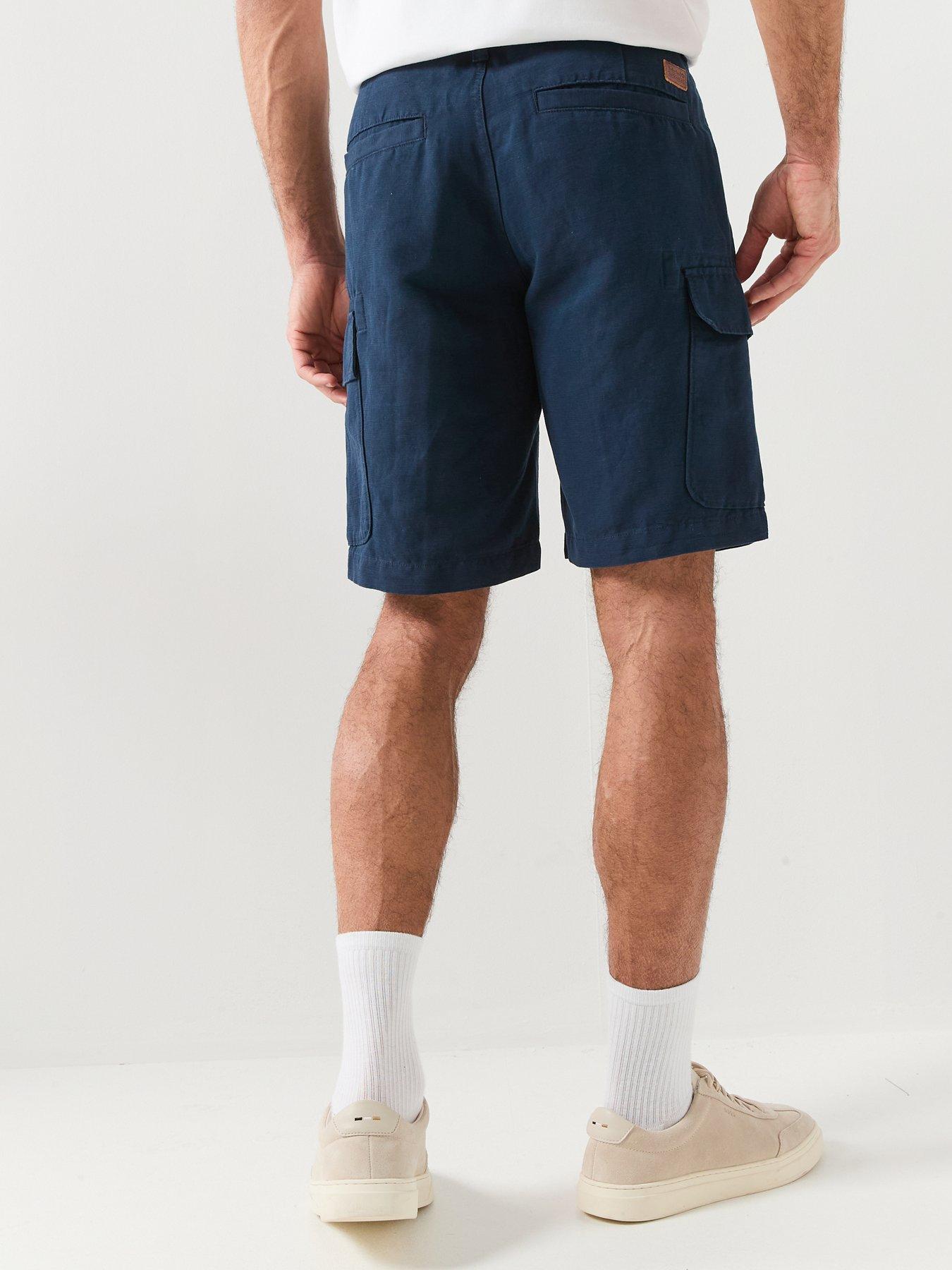 Image 2 of 6 of Timberland Cotton Linen Cargo Shorts - Navy