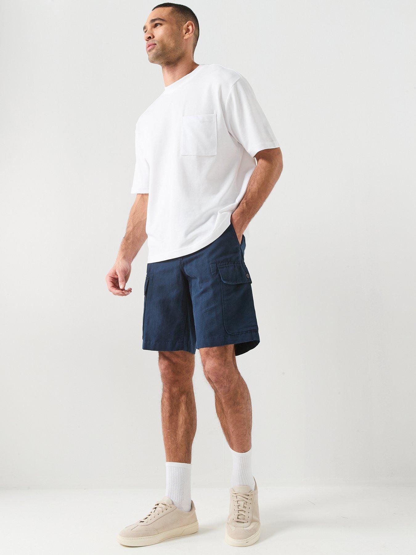 Image 3 of 6 of Timberland Cotton Linen Cargo Shorts - Navy