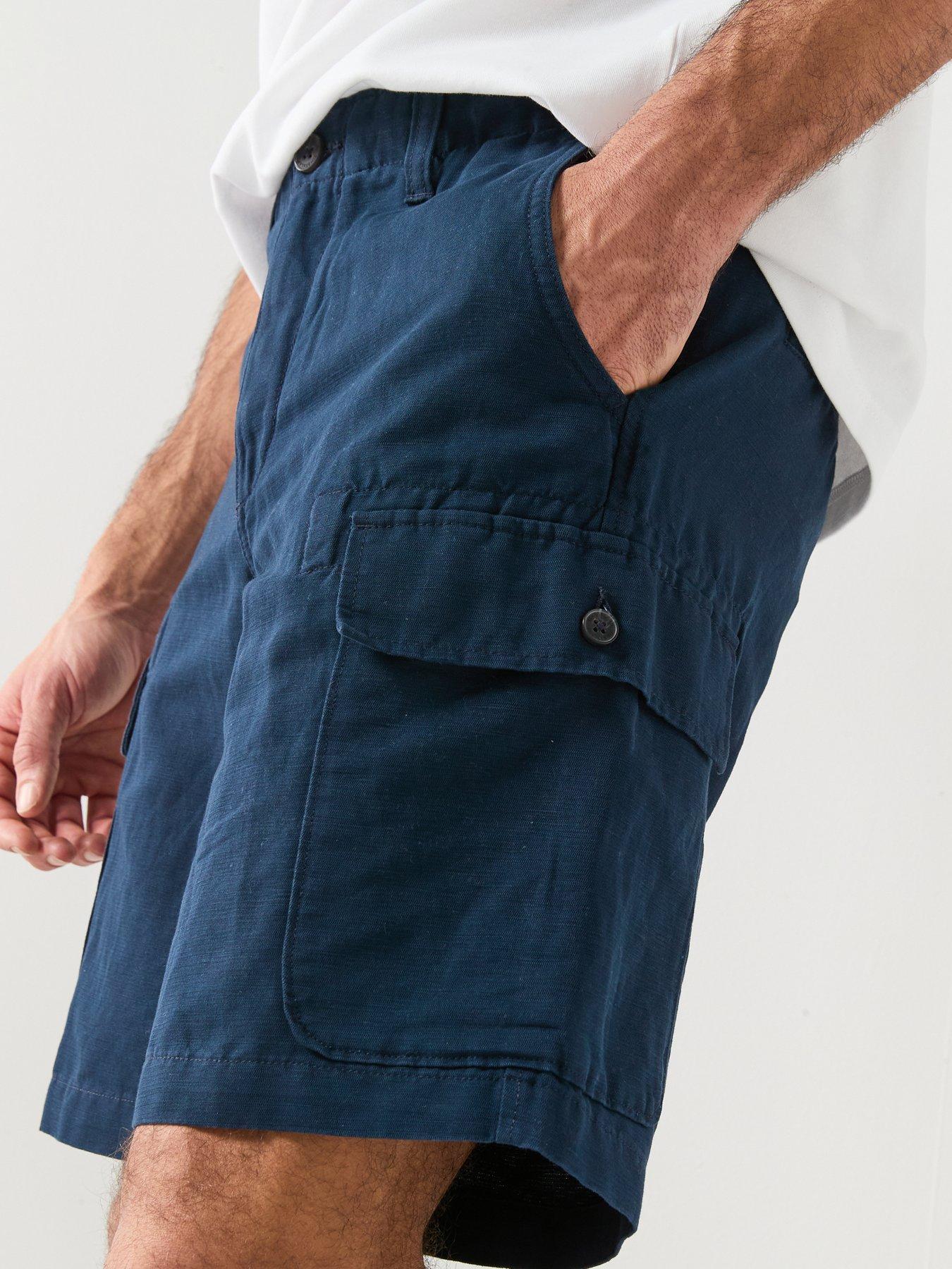 Image 4 of 6 of Timberland Cotton Linen Cargo Shorts - Navy