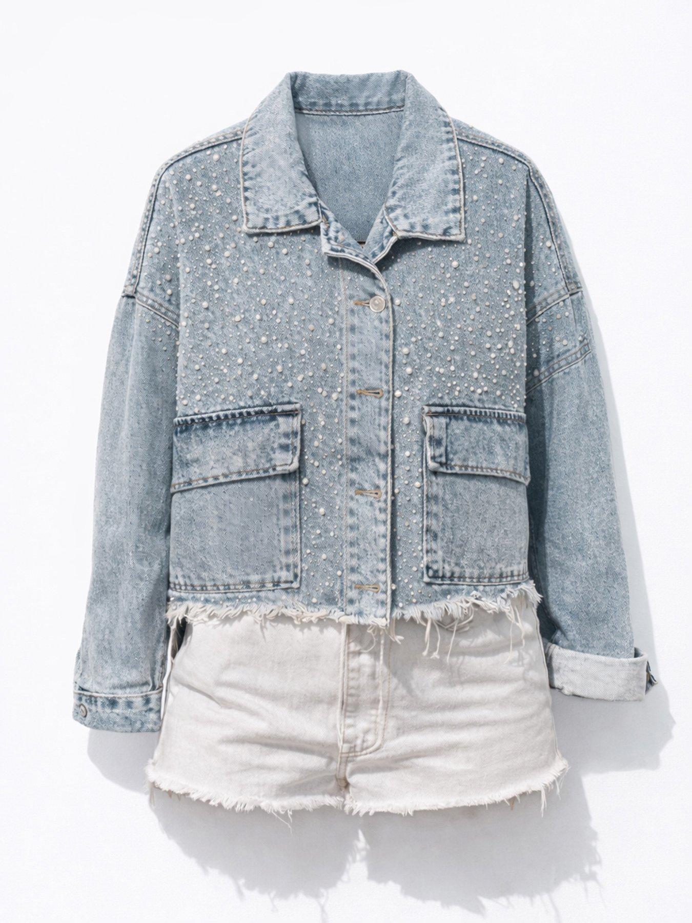 Image 2 of 4 of Sorena Crsytal Denim Jacket