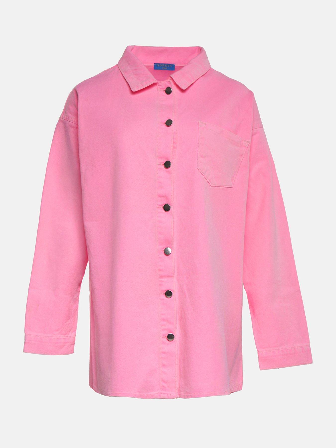 Image 2 of 5 of Sorena Long Line Butterfly Denim Jacket - Pink