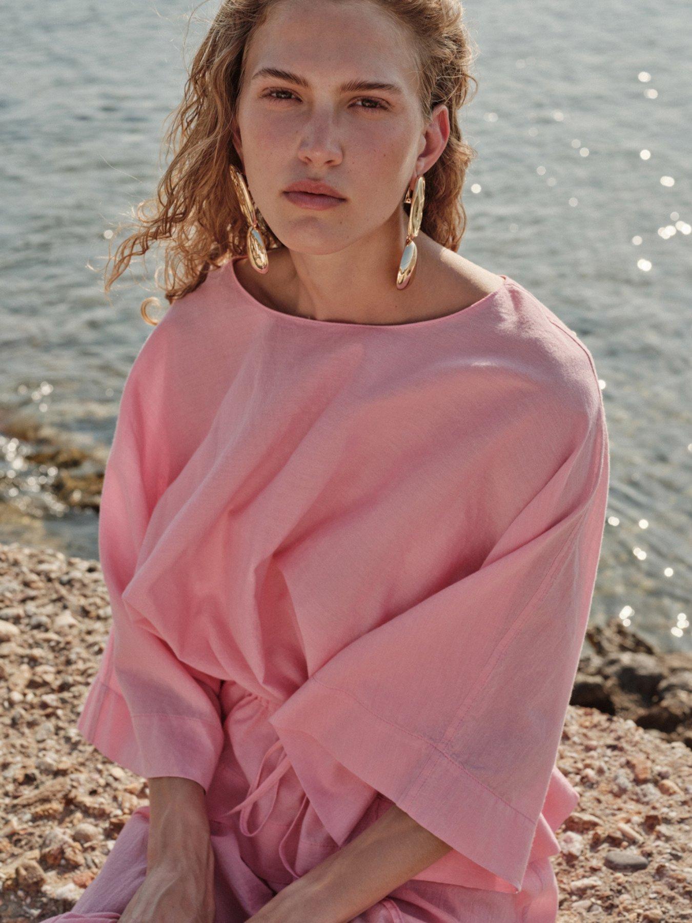 Image 1 of 6 of Devotion Twins Indigo Blouse - Pink