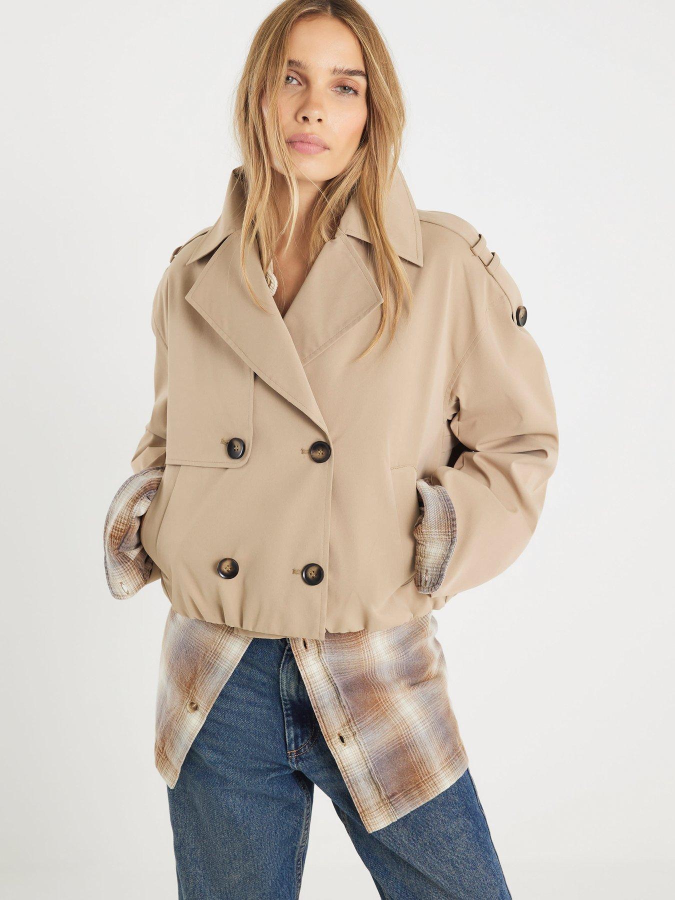 River Island Short Bubble Hem Trench - Beige