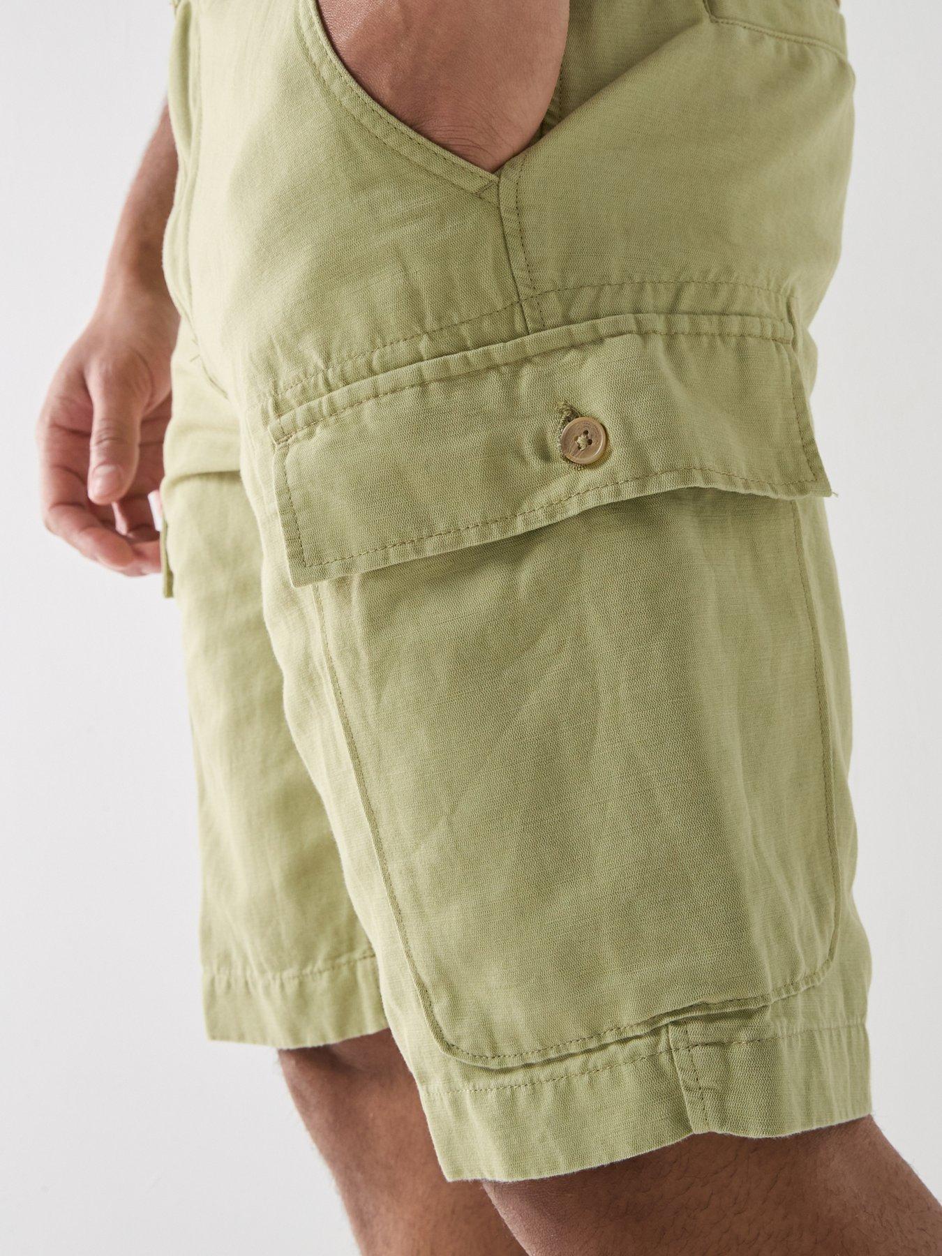Image 4 of 5 of Timberland Cotton Linen Cargo Shorts - Khaki