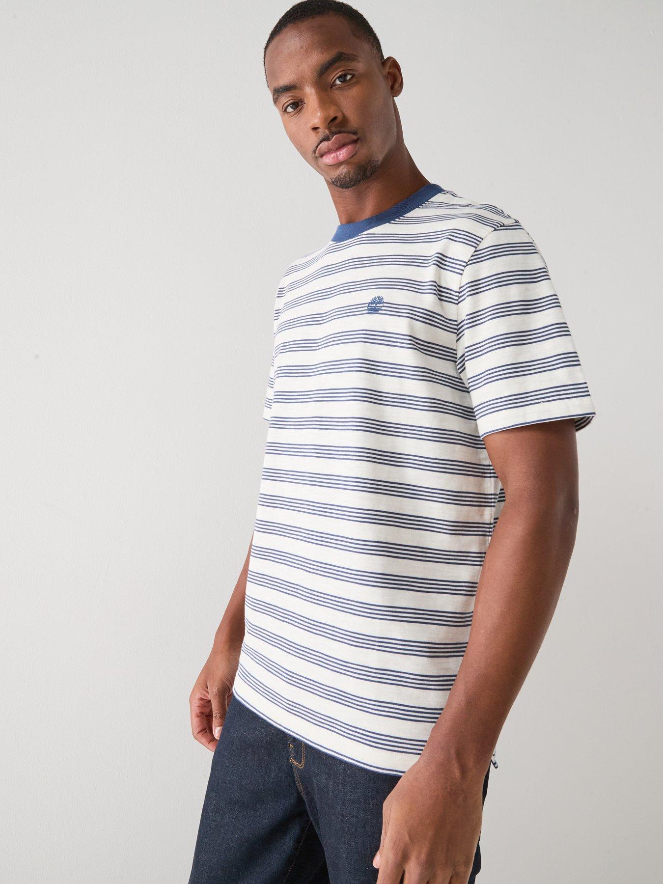 Image 1 of 6 of Timberland Short Sleeve&nbsp;Striped T-Shirt - White/Blue