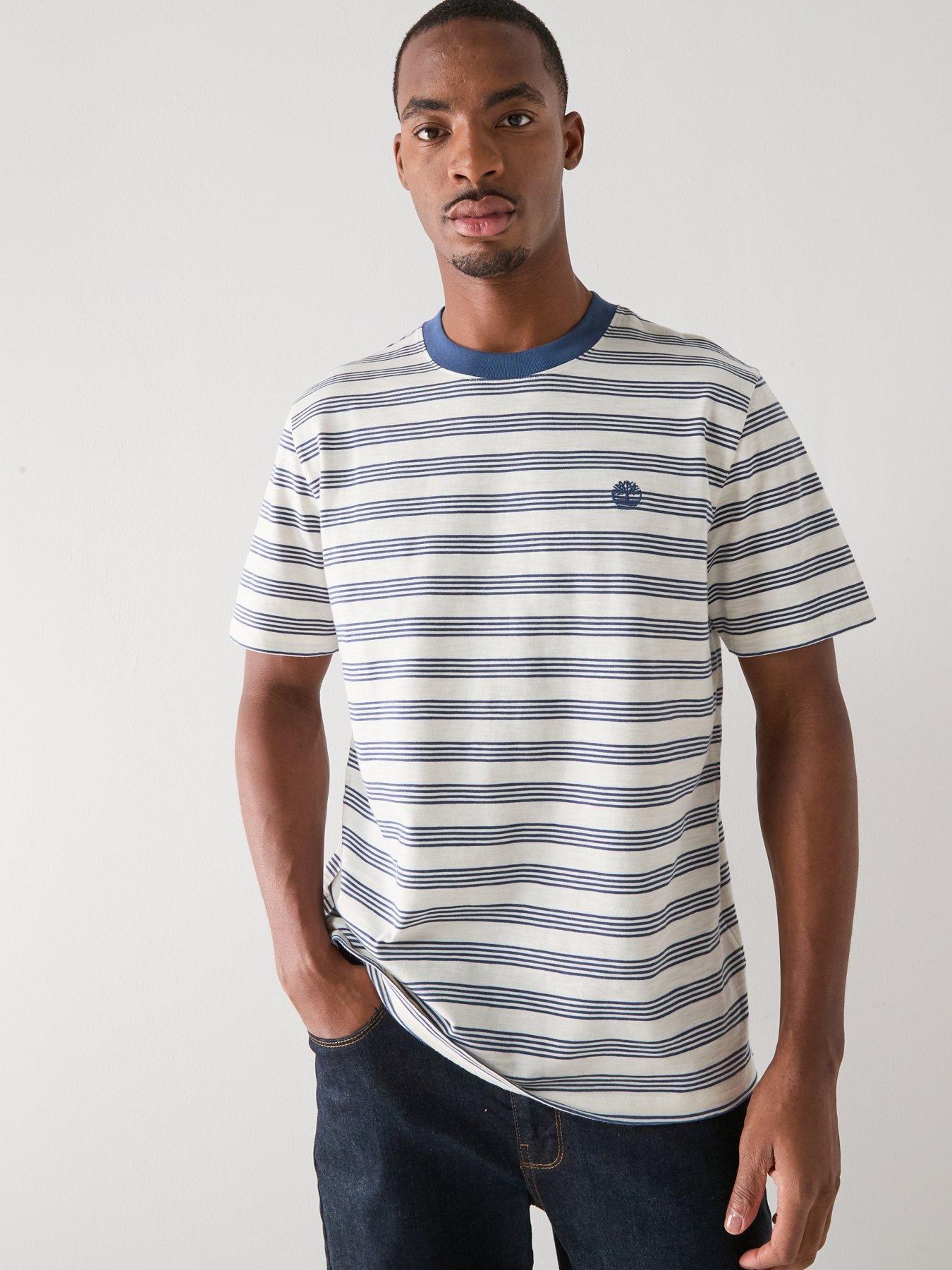Image 6 of 6 of Timberland Short Sleeve&nbsp;Striped T-Shirt - White/Blue