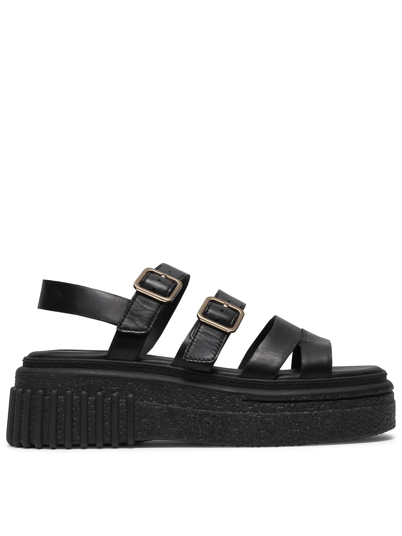 Image 1 of 6 of Clarks Evamar Strap Sandals - Black Leather