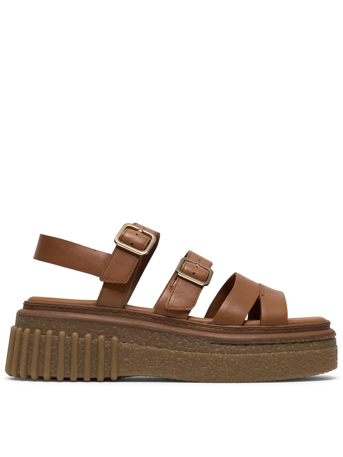 Image 1 of 6 of Clarks Evamar Strap Sandals - Tan Leather