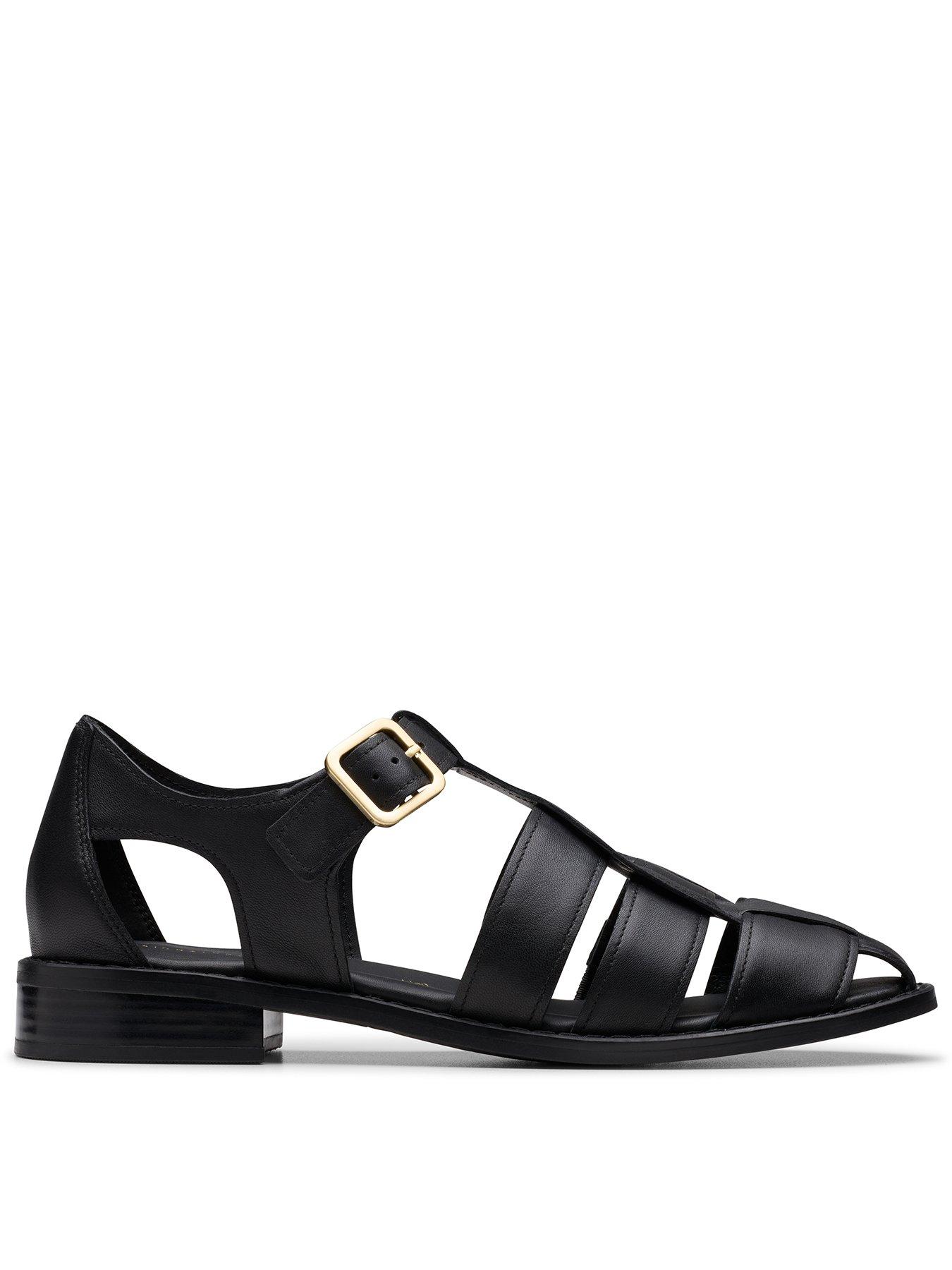 Clarks Hana Sun Shoes - Black Leather