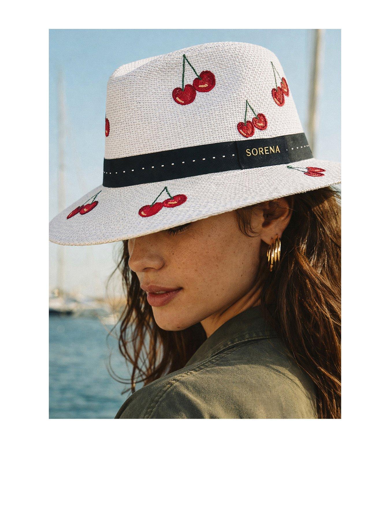 Image 1 of 3 of Sorena Cherry Print Hat - Beige