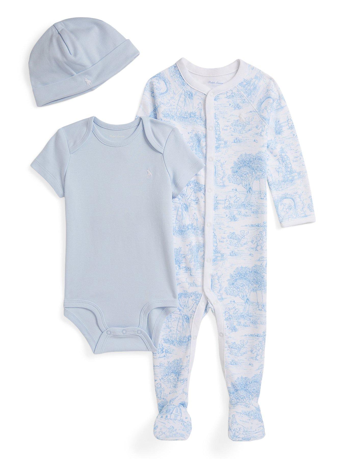 Image 1 of 3 of Polo Ralph Lauren Baby Boys Sleepsuit Gift Set - Blue