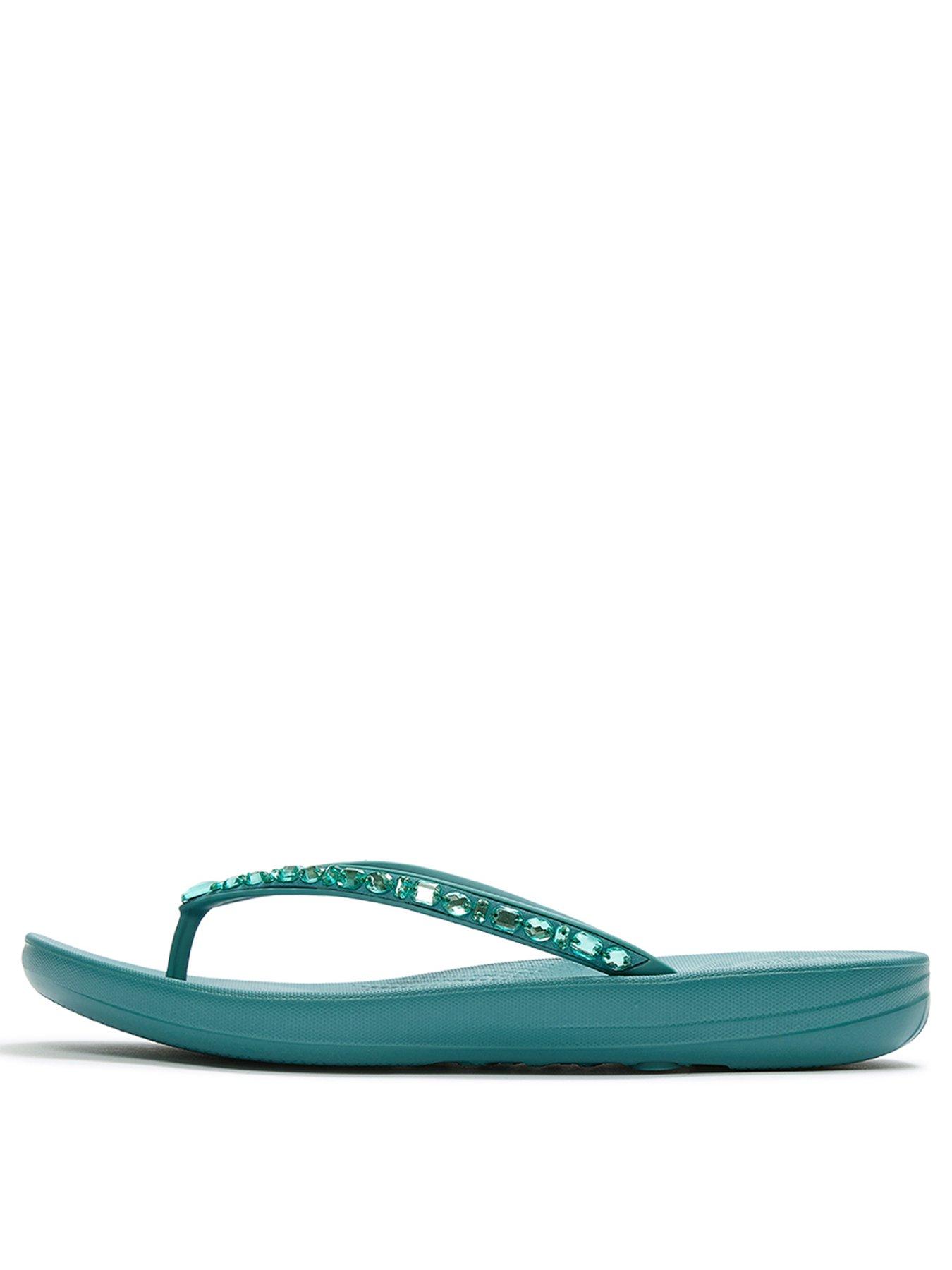 Image 2 of 5 of FitFlop Iqushion Multi-crystal Ergonomic Flip-flops - Teal