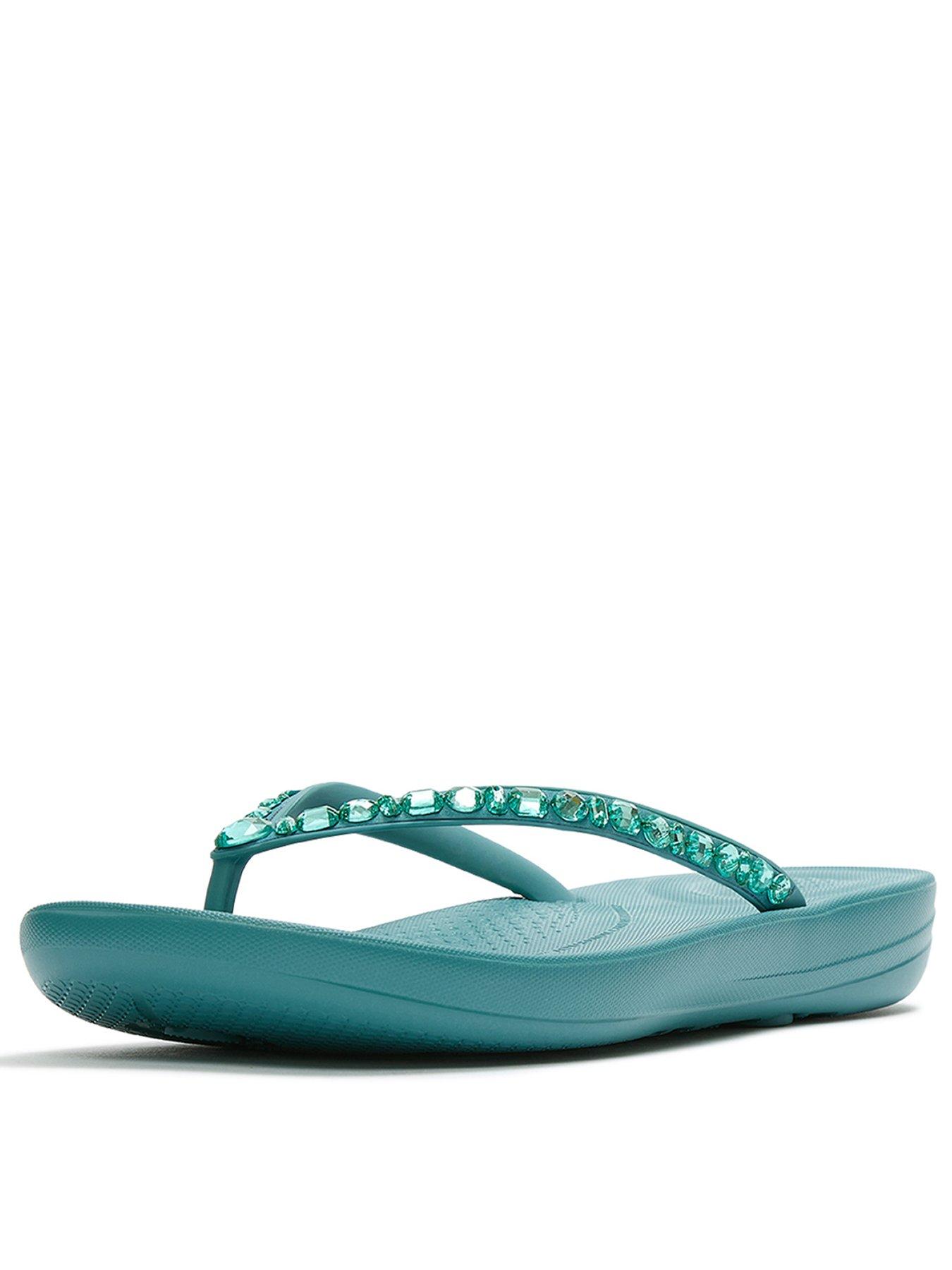 Image 3 of 5 of FitFlop Iqushion Multi-crystal Ergonomic Flip-flops - Teal