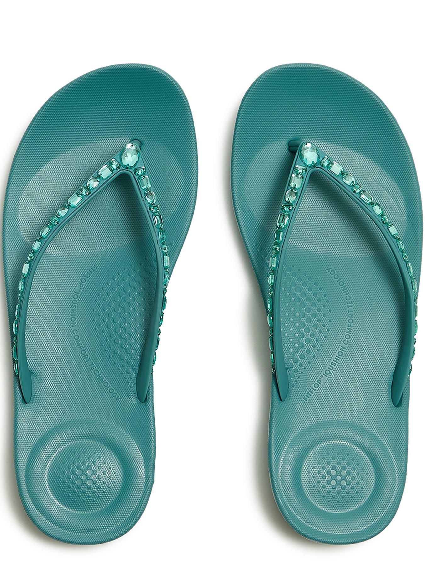 Image 4 of 5 of FitFlop Iqushion Multi-crystal Ergonomic Flip-flops - Teal