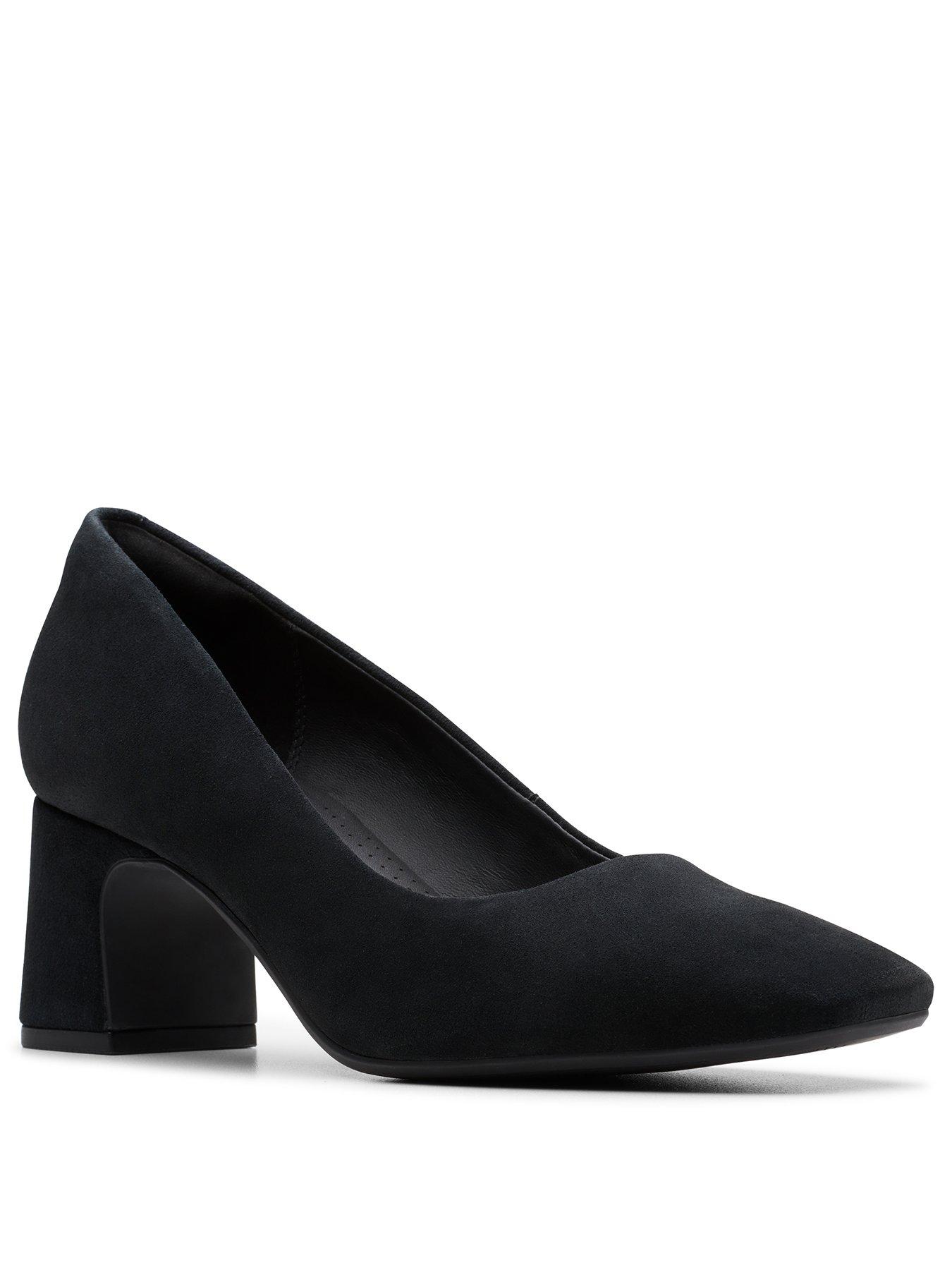 clarks-fernie-block-heel-suede-court-blackstillFront