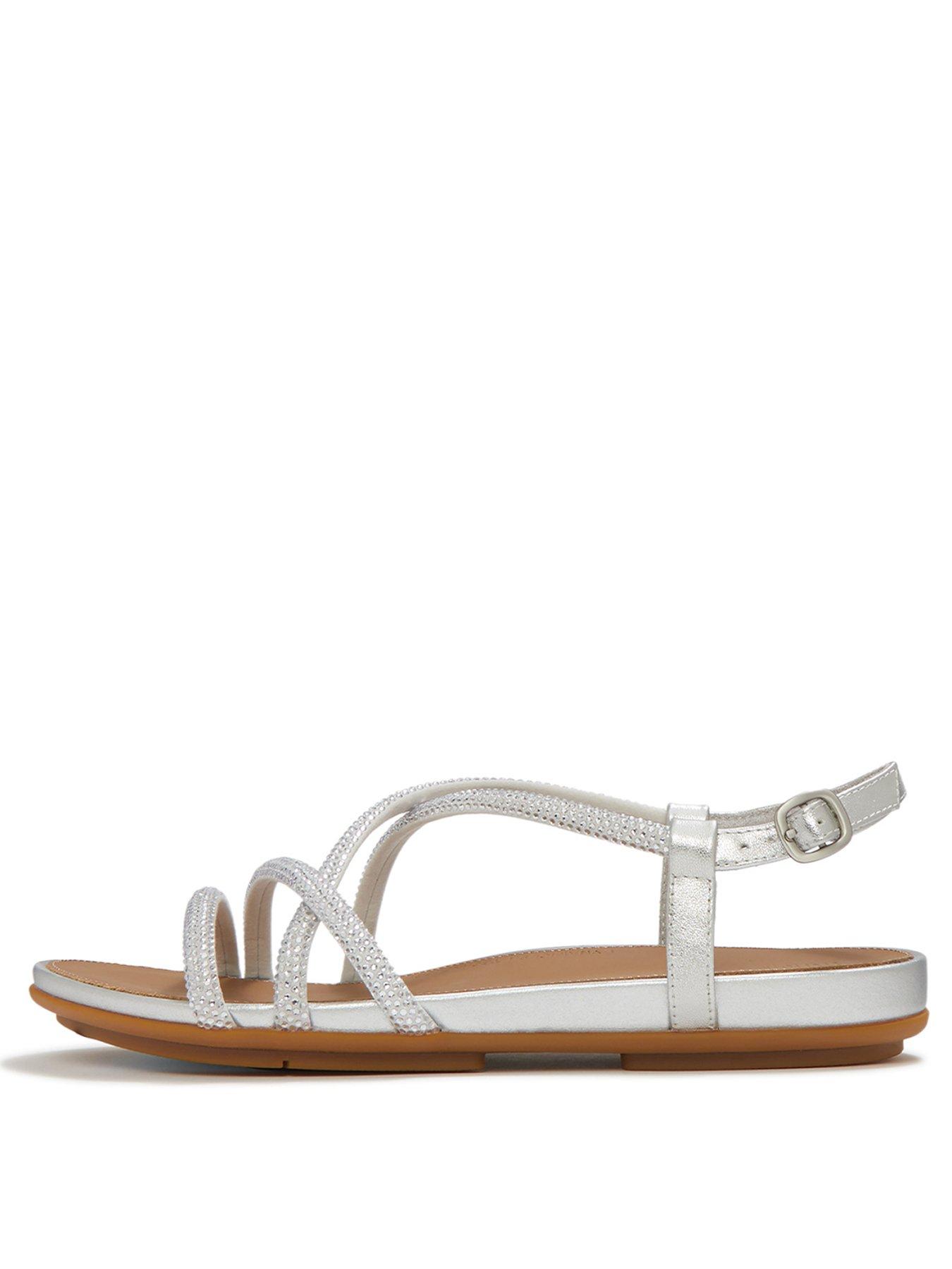Image 2 of 7 of FitFlop Gracie Crystal Strappy Back Strap Sandals - Silver
