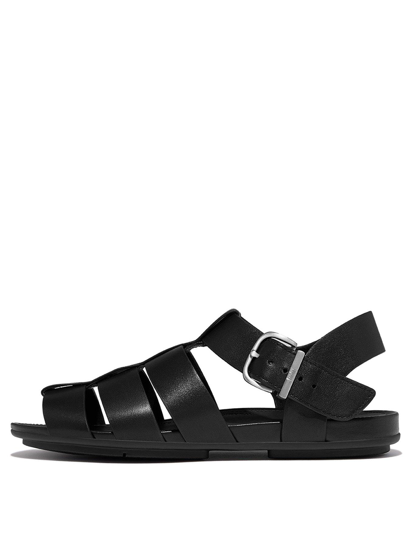 Image 2 of 5 of FitFlop Gracie Leather Fisherman Sandals - Black