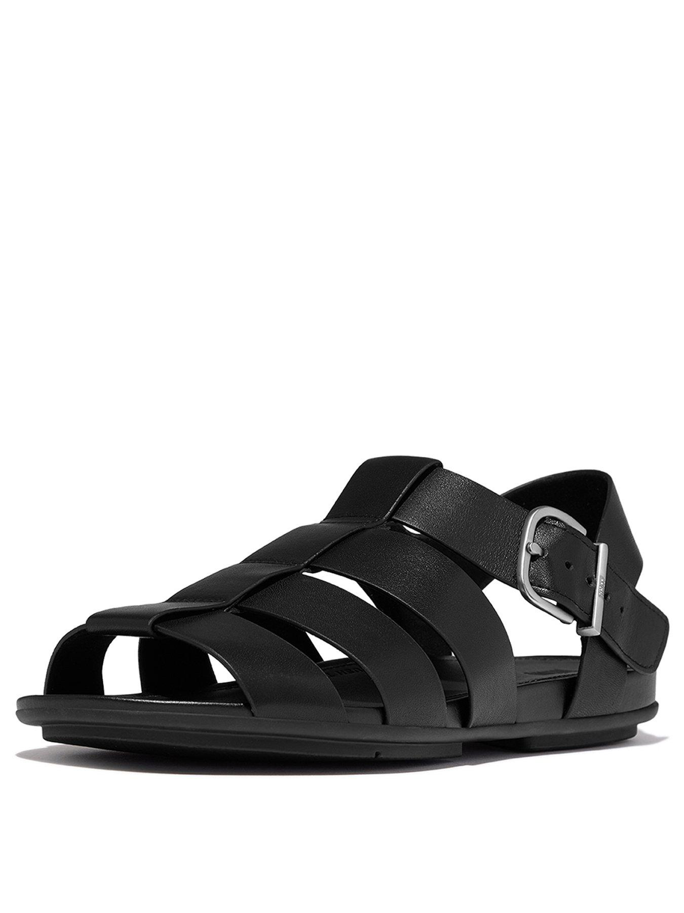Image 3 of 5 of FitFlop Gracie Leather Fisherman Sandals - Black