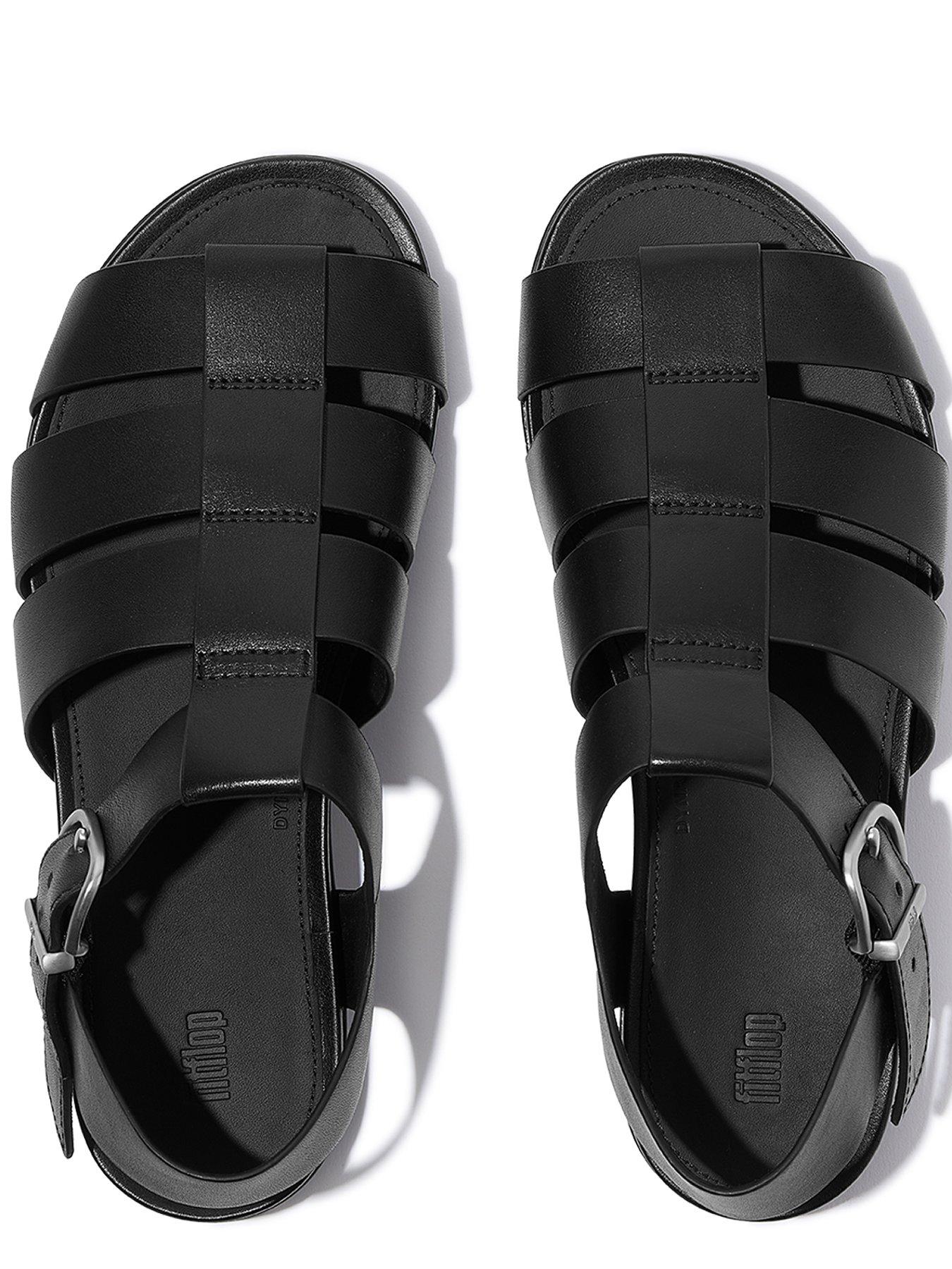 Image 4 of 5 of FitFlop Gracie Leather Fisherman Sandals - Black