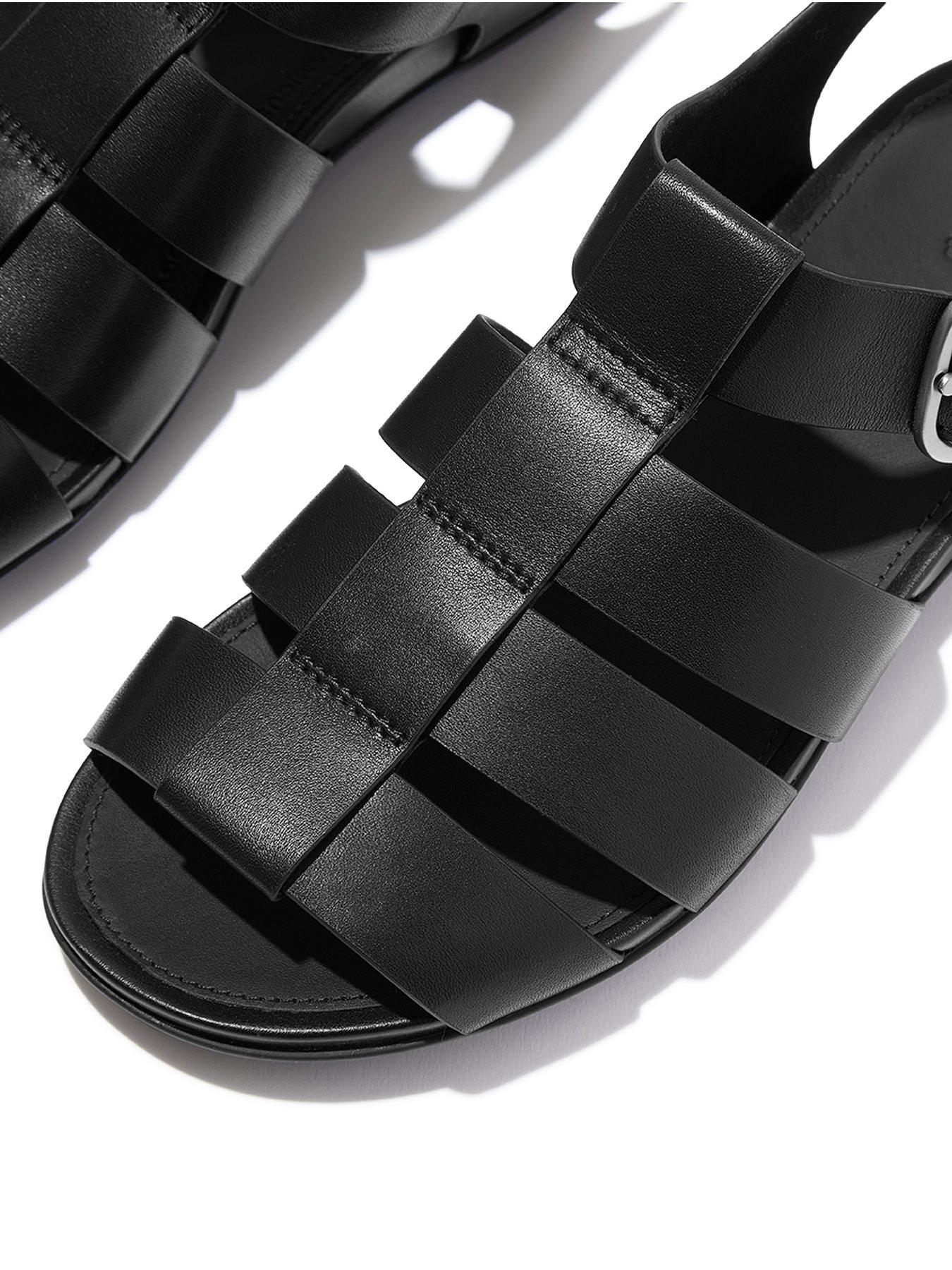 Image 5 of 5 of FitFlop Gracie Leather Fisherman Sandals - Black