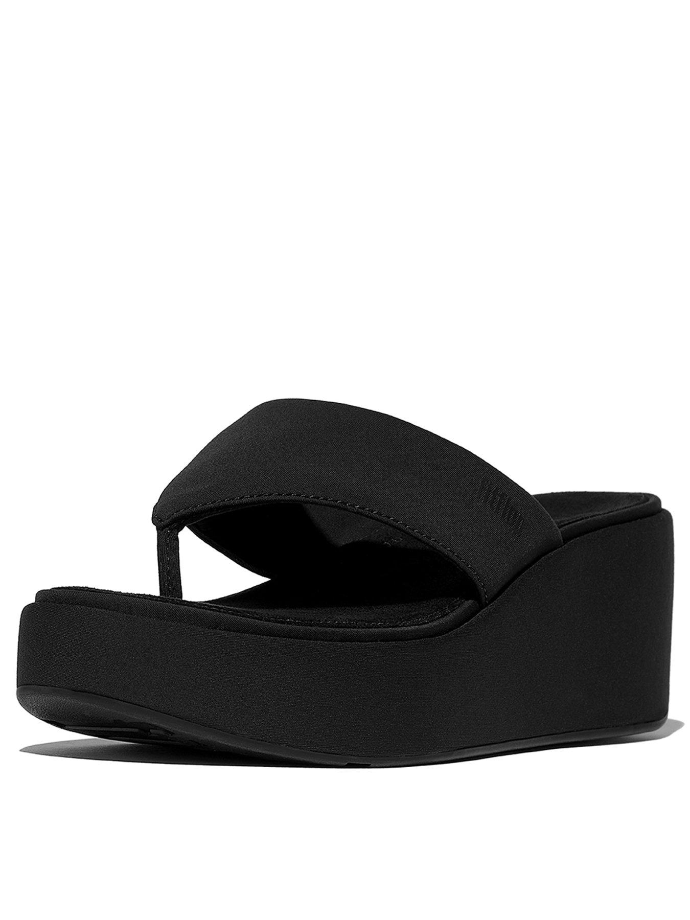 Image 3 of 5 of FitFlop Platfforms Wedge Toe Post Sandals -&nbsp;Black