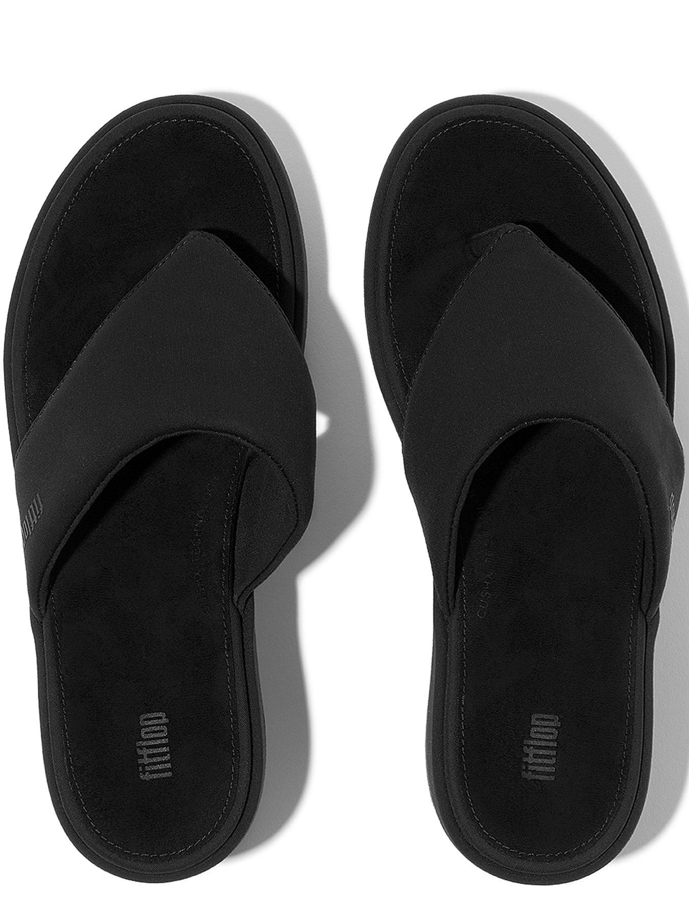 Image 4 of 5 of FitFlop Platfforms Wedge Toe Post Sandals -&nbsp;Black