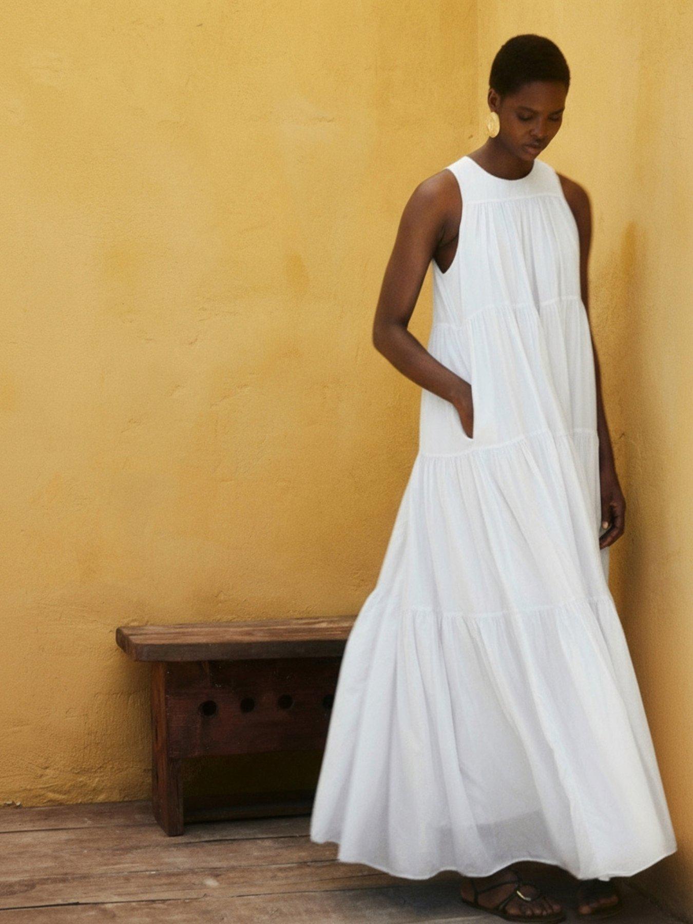 Image 1 of 4 of Devotion Twins Lack Maxi Dress - White
