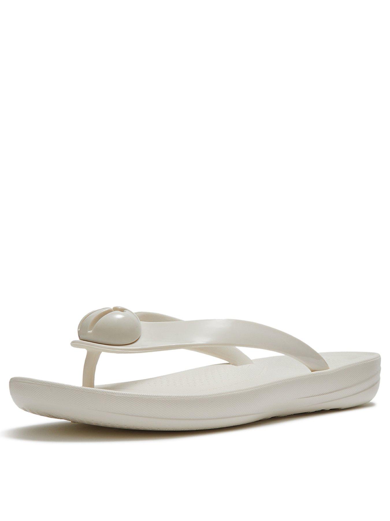 Image 3 of 5 of FitFlop Iqushion Glossy Button Flip-flops - Cream