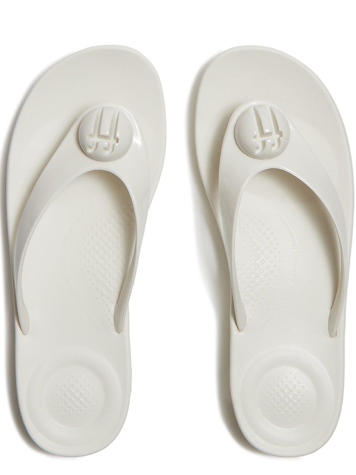 Image 4 of 5 of FitFlop Iqushion Glossy Button Flip-flops - Cream