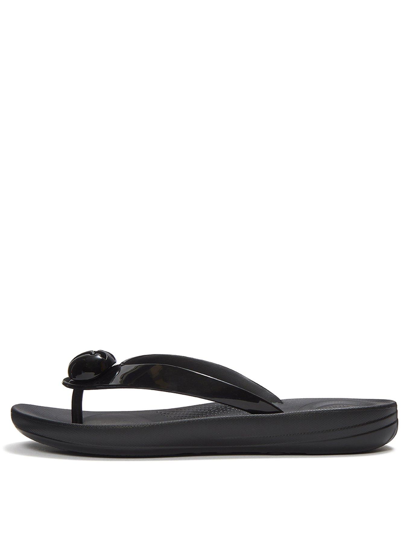 Image 2 of 6 of FitFlop Iqushion Glossy Button Flip-flops - Black